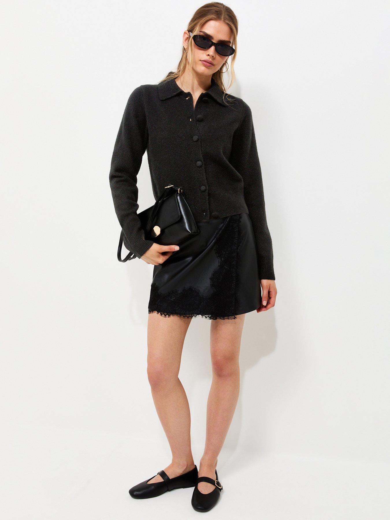 Image 3 of 6 of New Look Womens Midweight Collared Button Front Cardigan - Black