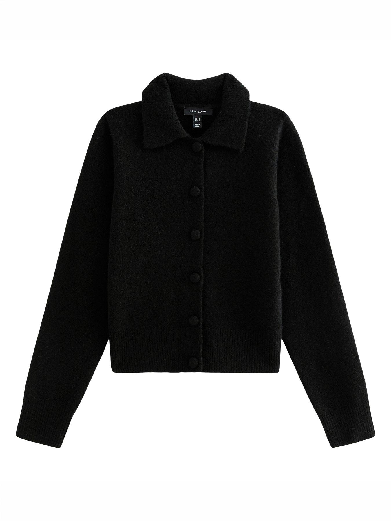 Image 5 of 6 of New Look Womens Midweight Collared Button Front Cardigan - Black