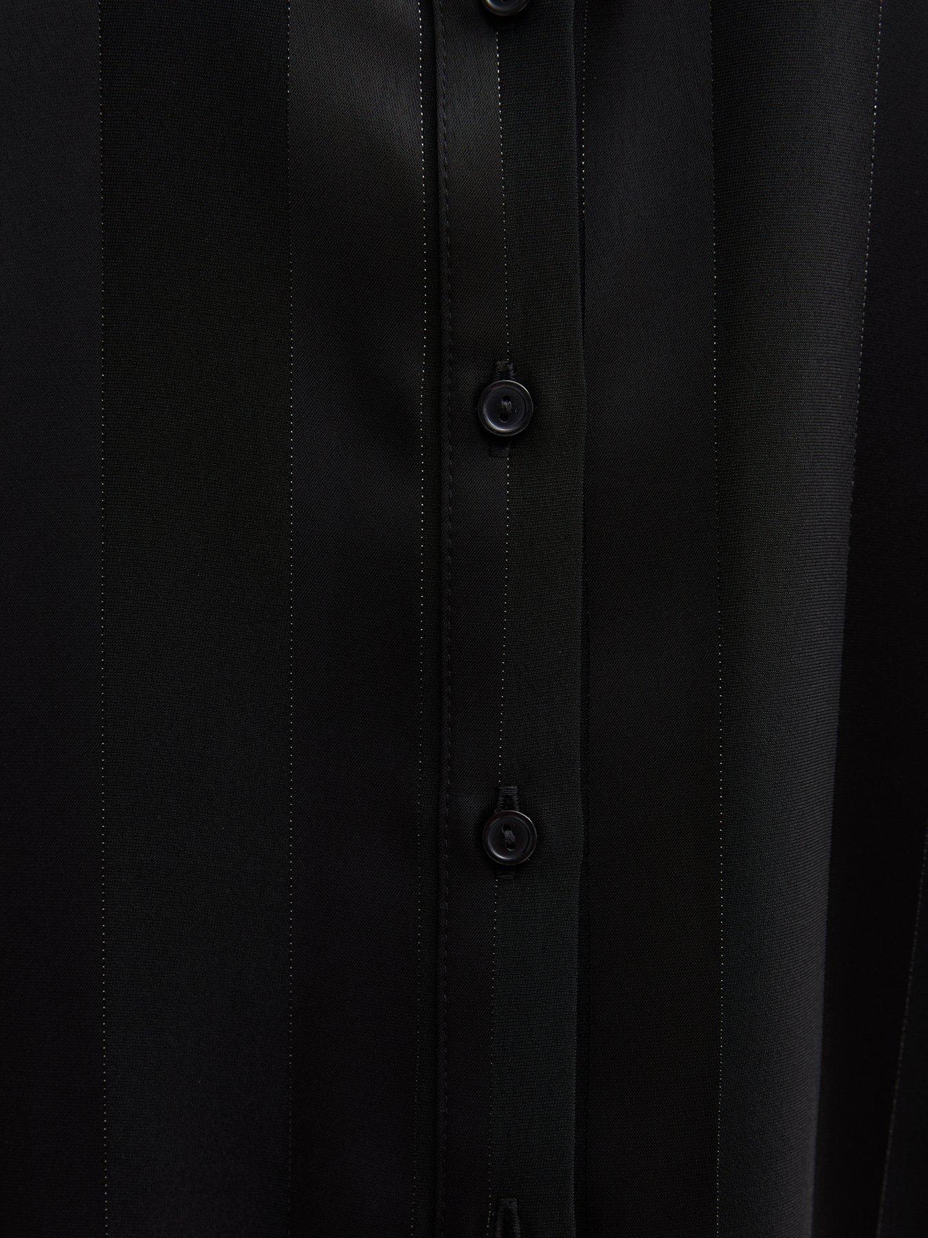 Image 5 of 5 of New Look Womens Satin-Look Tonal Stripe Button-Through Shirt - Black