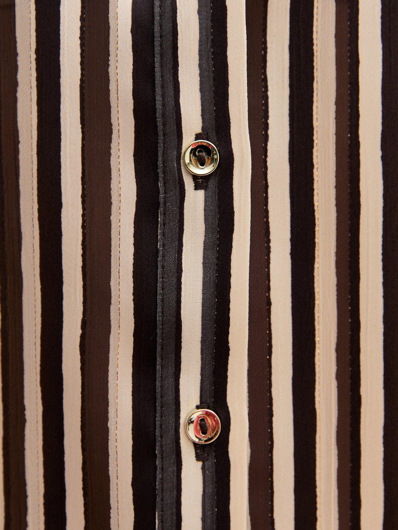 Image 6 of 6 of New Look Womens Brown Striped Satin Oversized Shirt