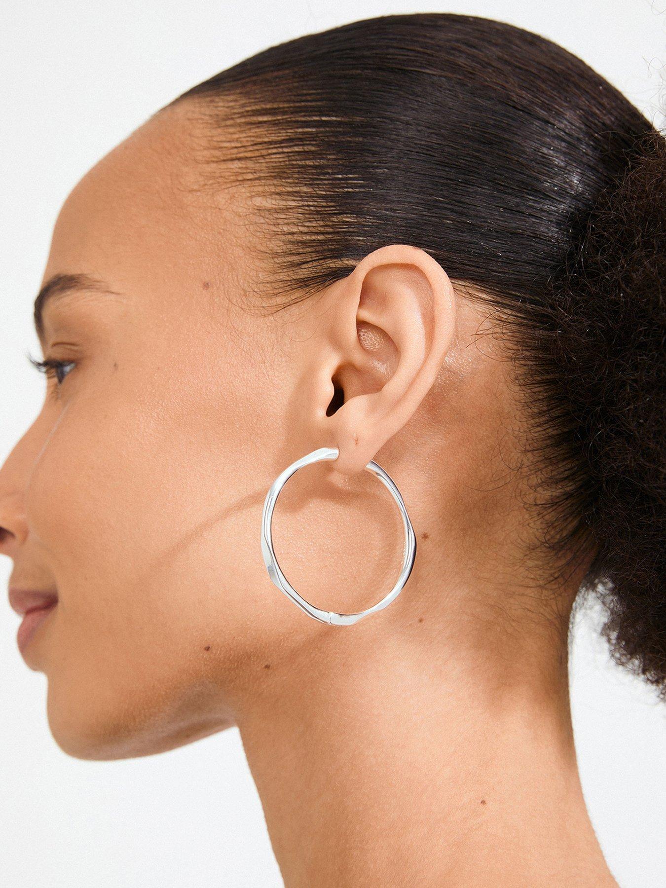 Pilgrim Presence - waterproof hoop earrings silver-plated