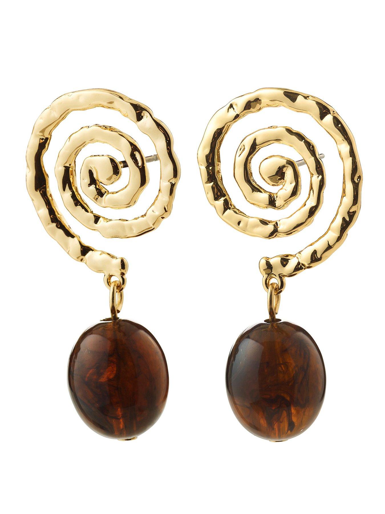 Pilgrim Still - earrings gold-plated/brown