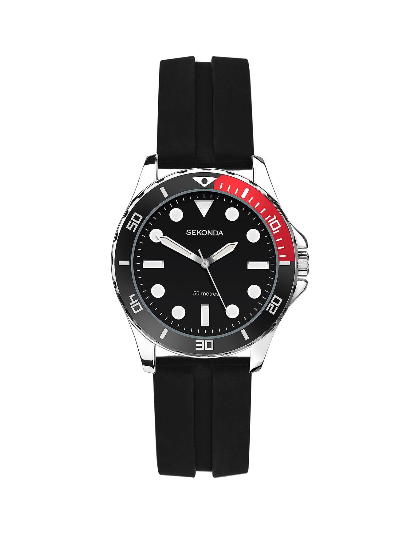 Sekonda Sekonda Womens Balearic Black Silicone Strap with Black Dial Analogue Watch