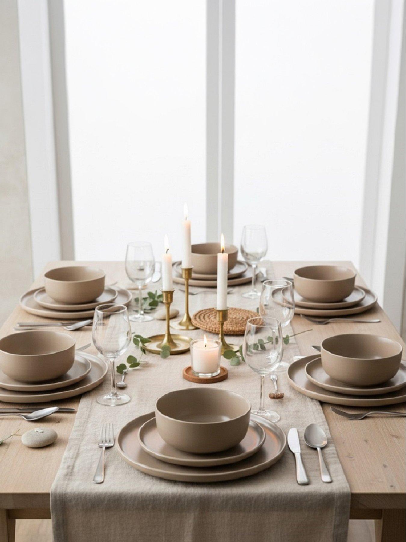 WATERSIDE 18pc Beige Solid Colour Dinner Set