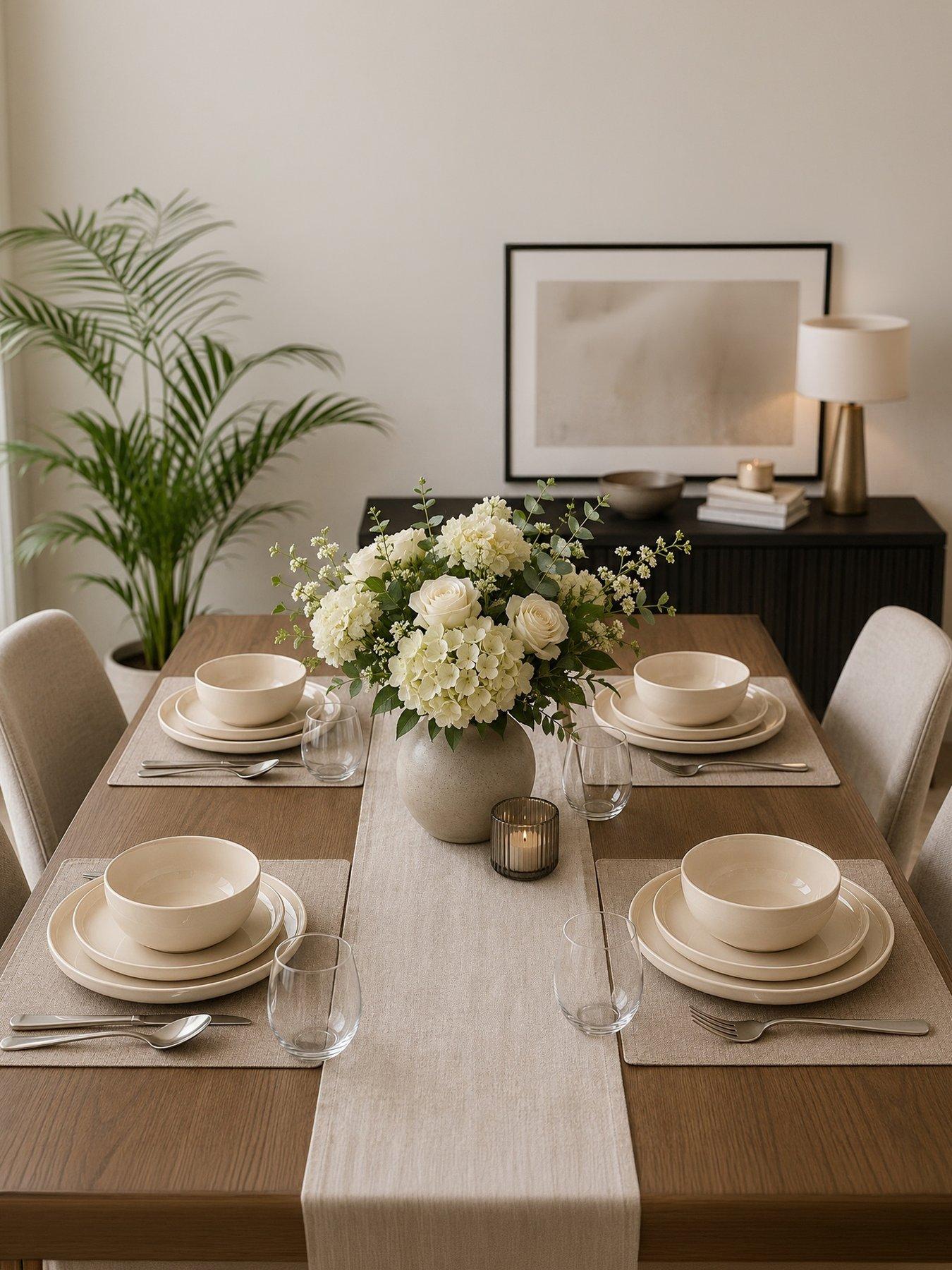 WATERSIDE 12pc Cream Lipped Dinner Set