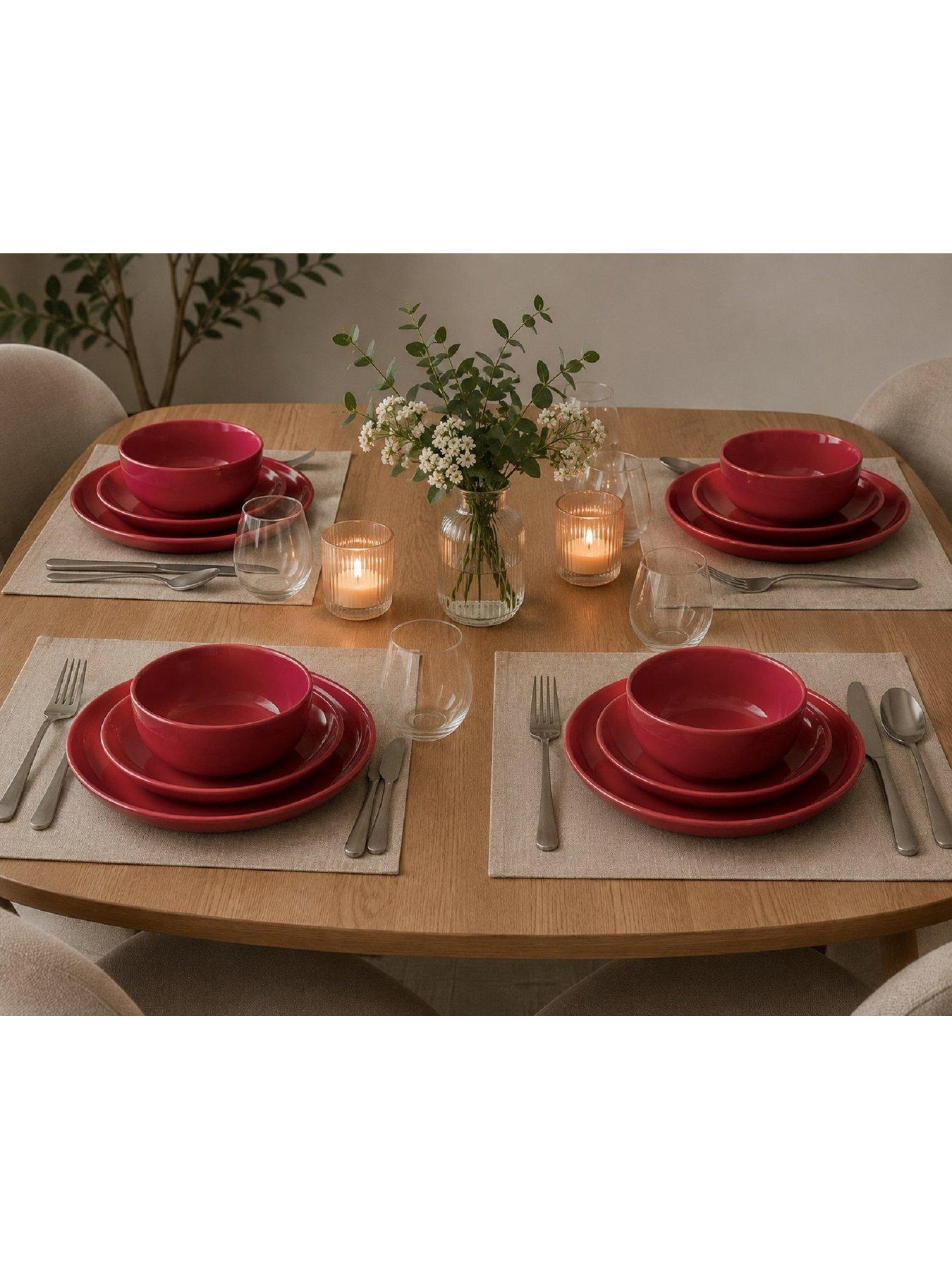 Image 1 of 4 of WATERSIDE 12pc Red Lipped Dinner Set
