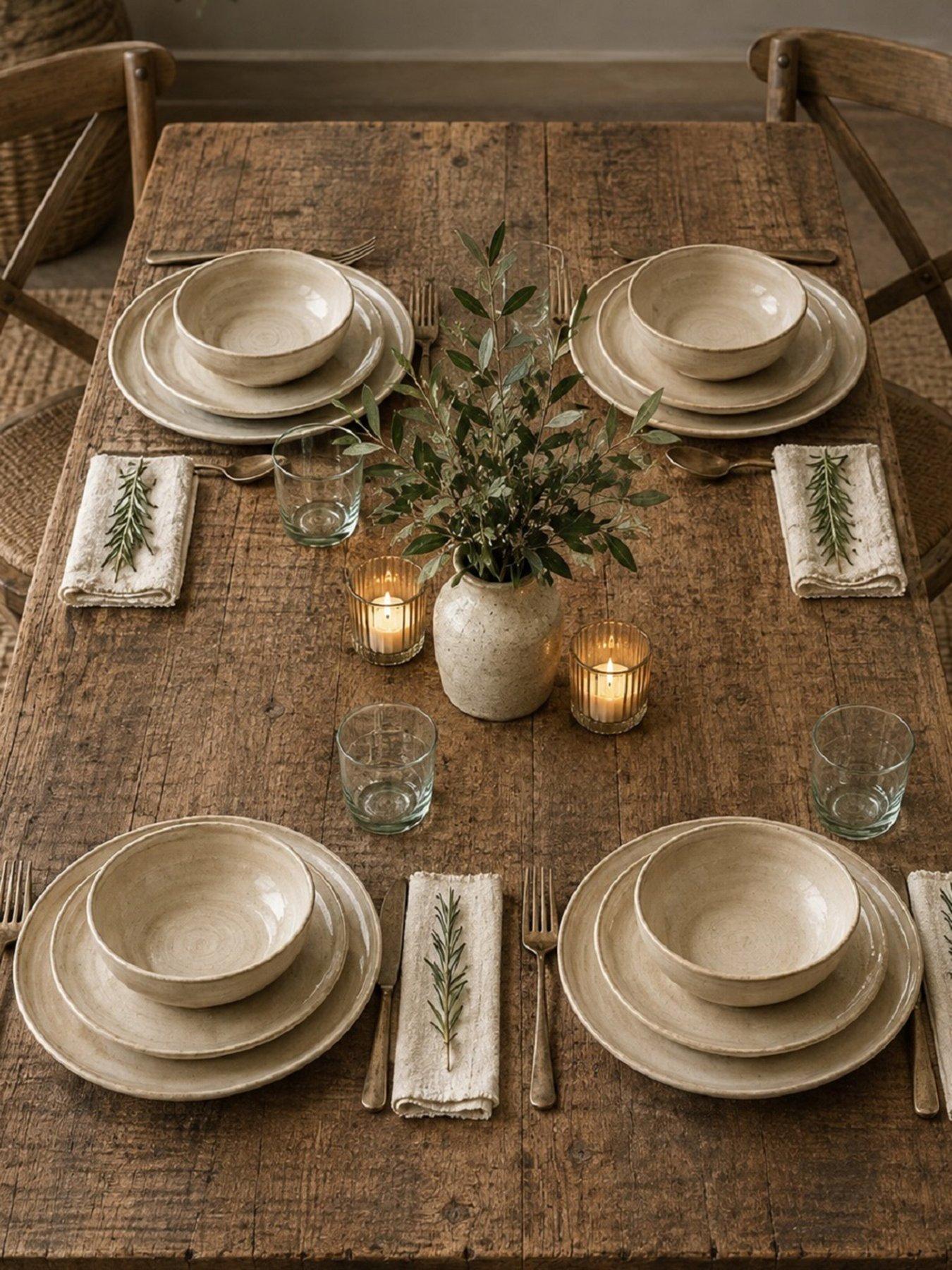WATERSIDE 12pc Reactive Lipped Dinner Set