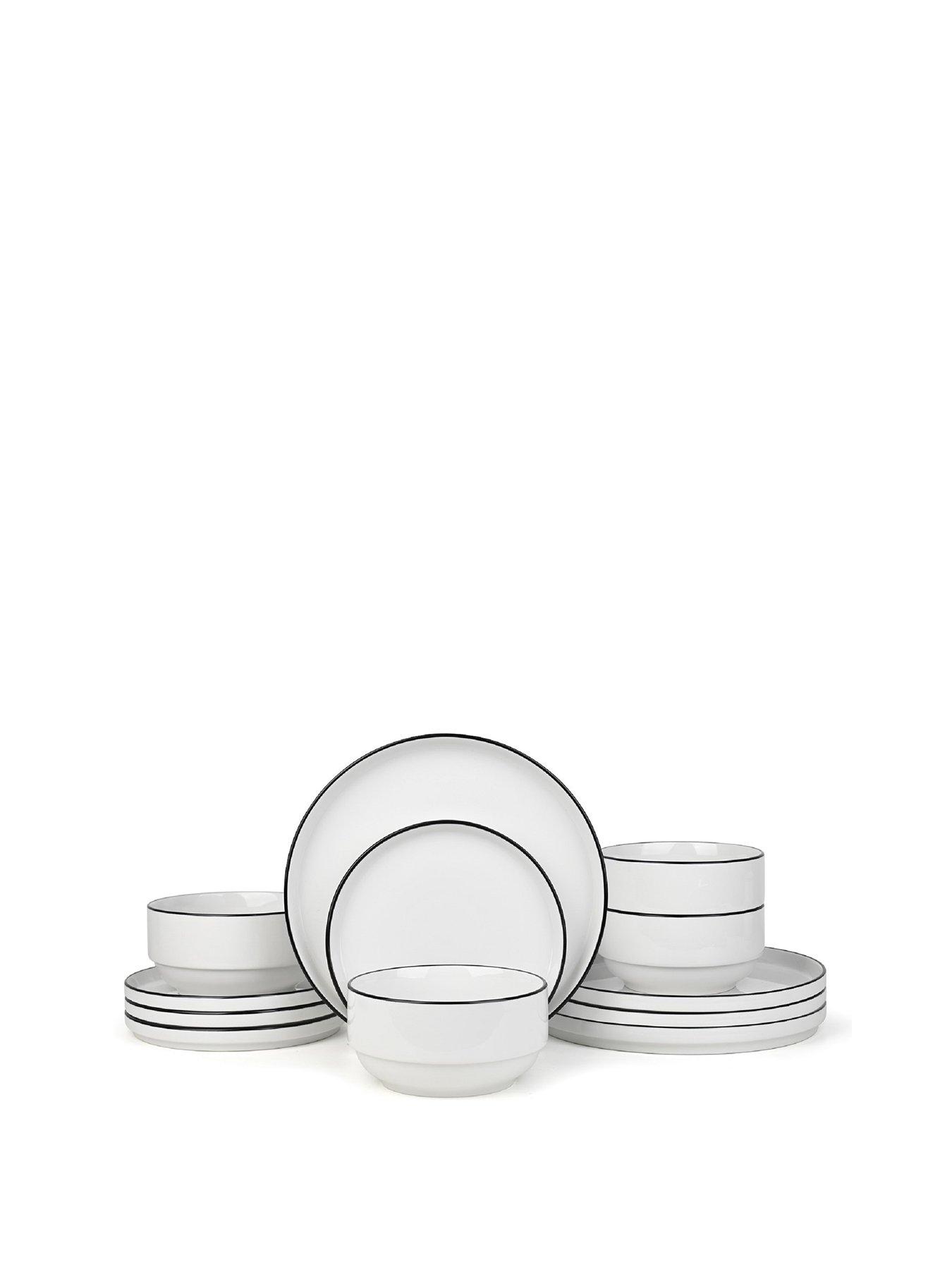 Image 2 of 3 of WATERSIDE 12pc Black Rim Stacking Dinner Set