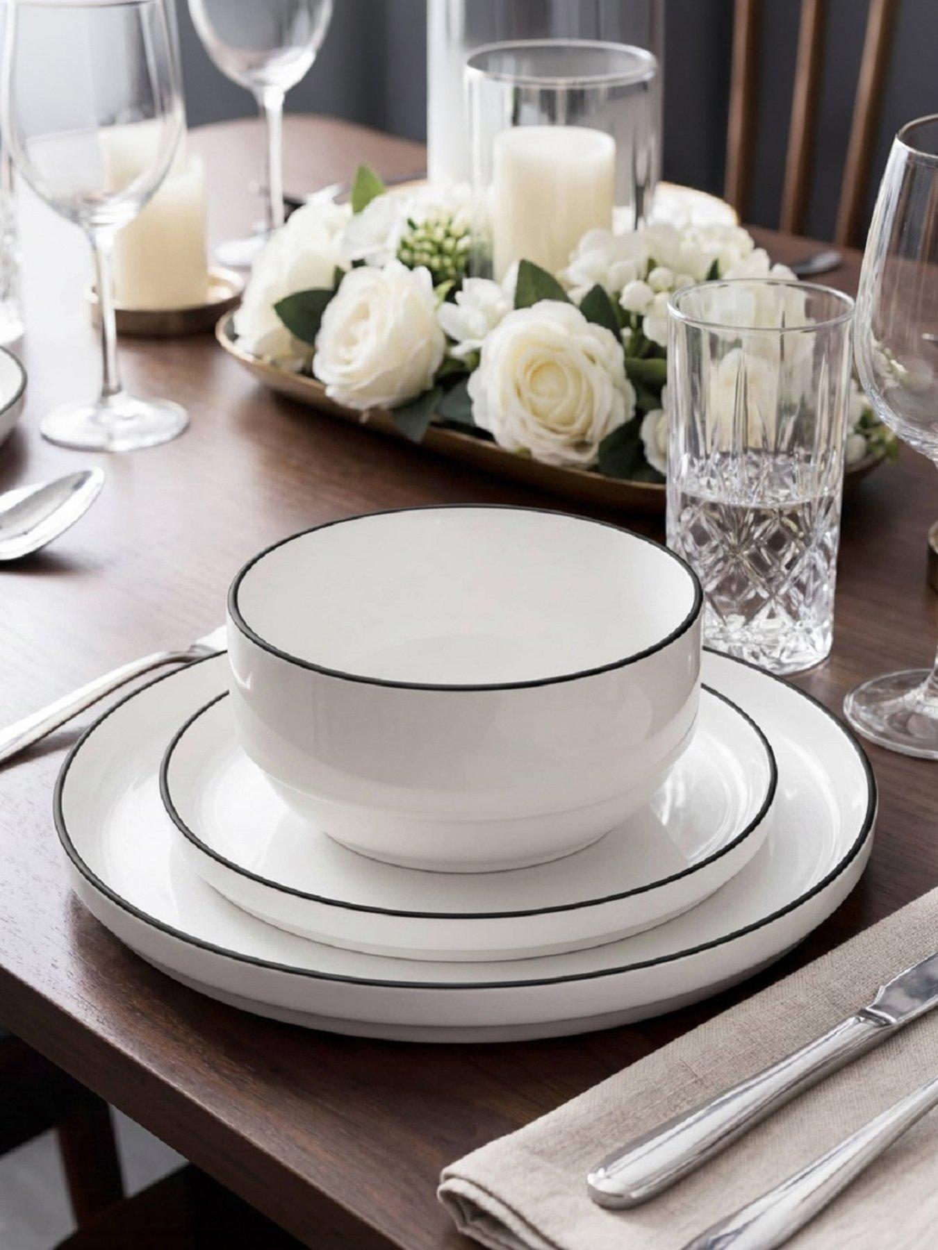 Image 3 of 3 of WATERSIDE 12pc Black Rim Stacking Dinner Set