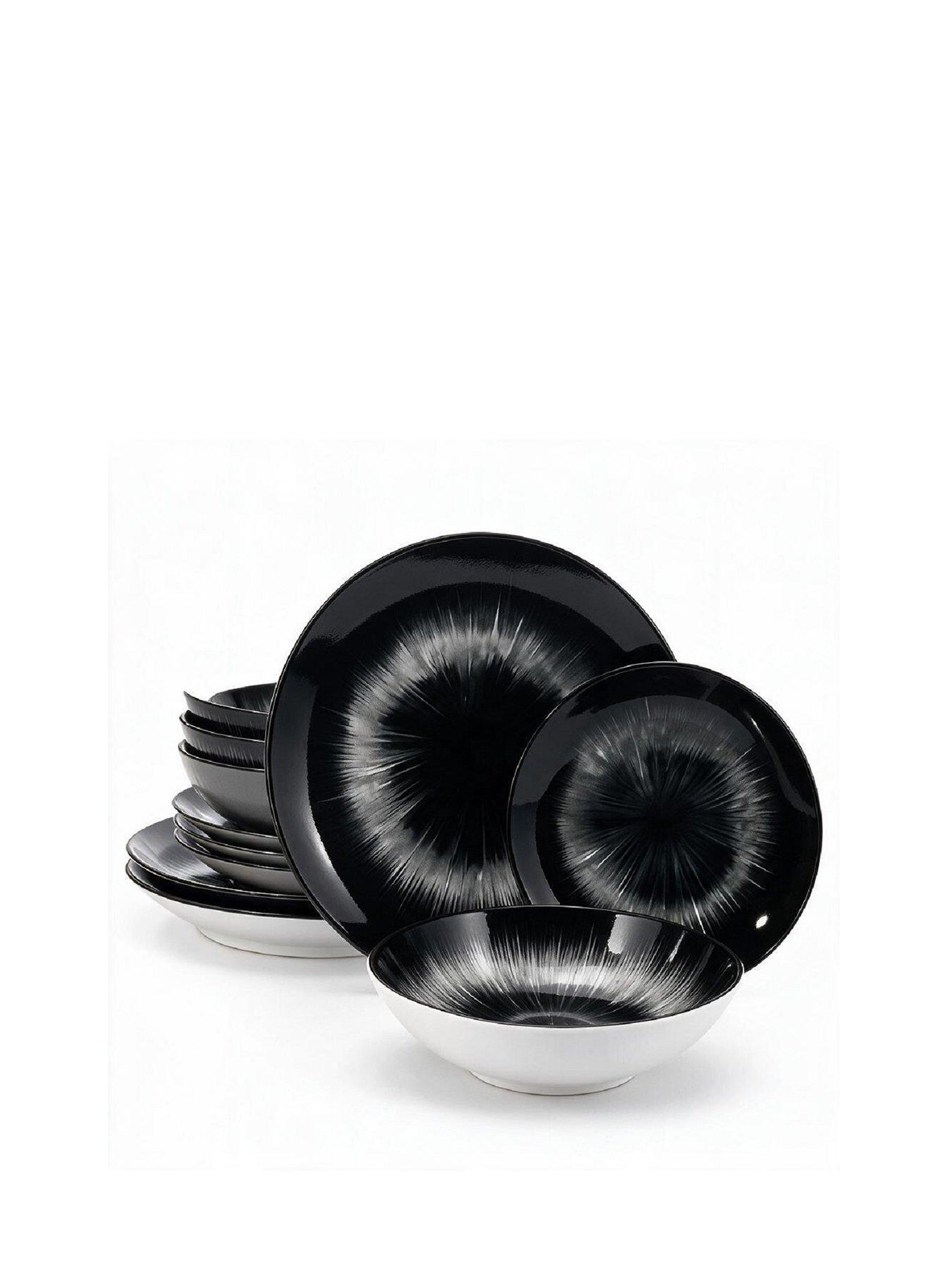 Image 2 of 5 of WATERSIDE 12pc Black Star Two Tone Dinner Set