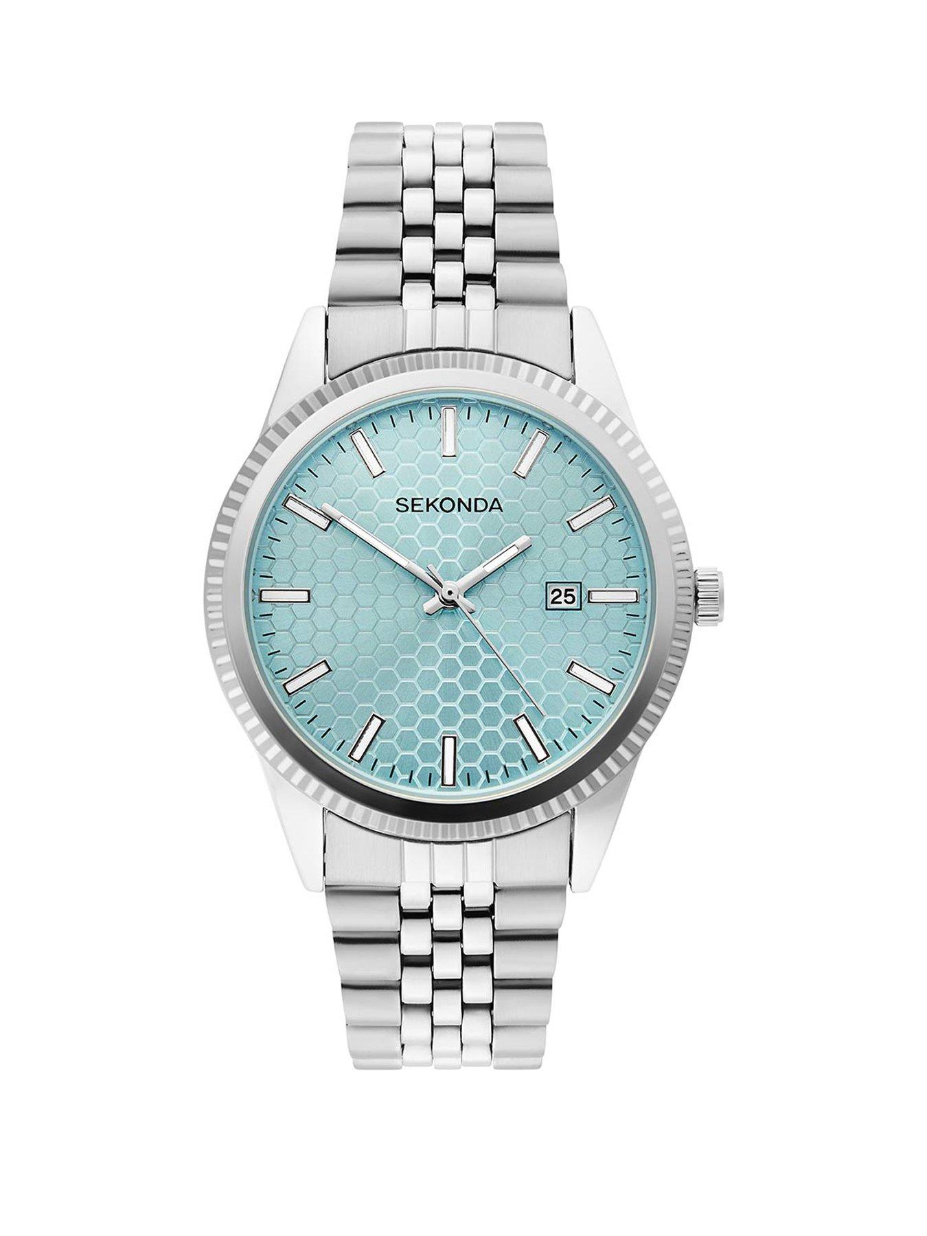 Image 1 of 5 of Sekonda Mens King Silver Stainless Steel Honeycomb Analogue Watch - &nbsp;Blue