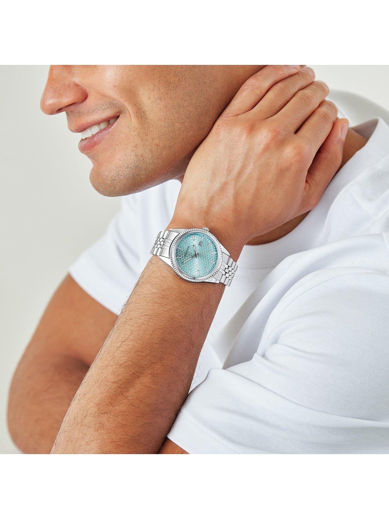 Image 2 of 5 of Sekonda Mens King Silver Stainless Steel Honeycomb Analogue Watch - &nbsp;Blue