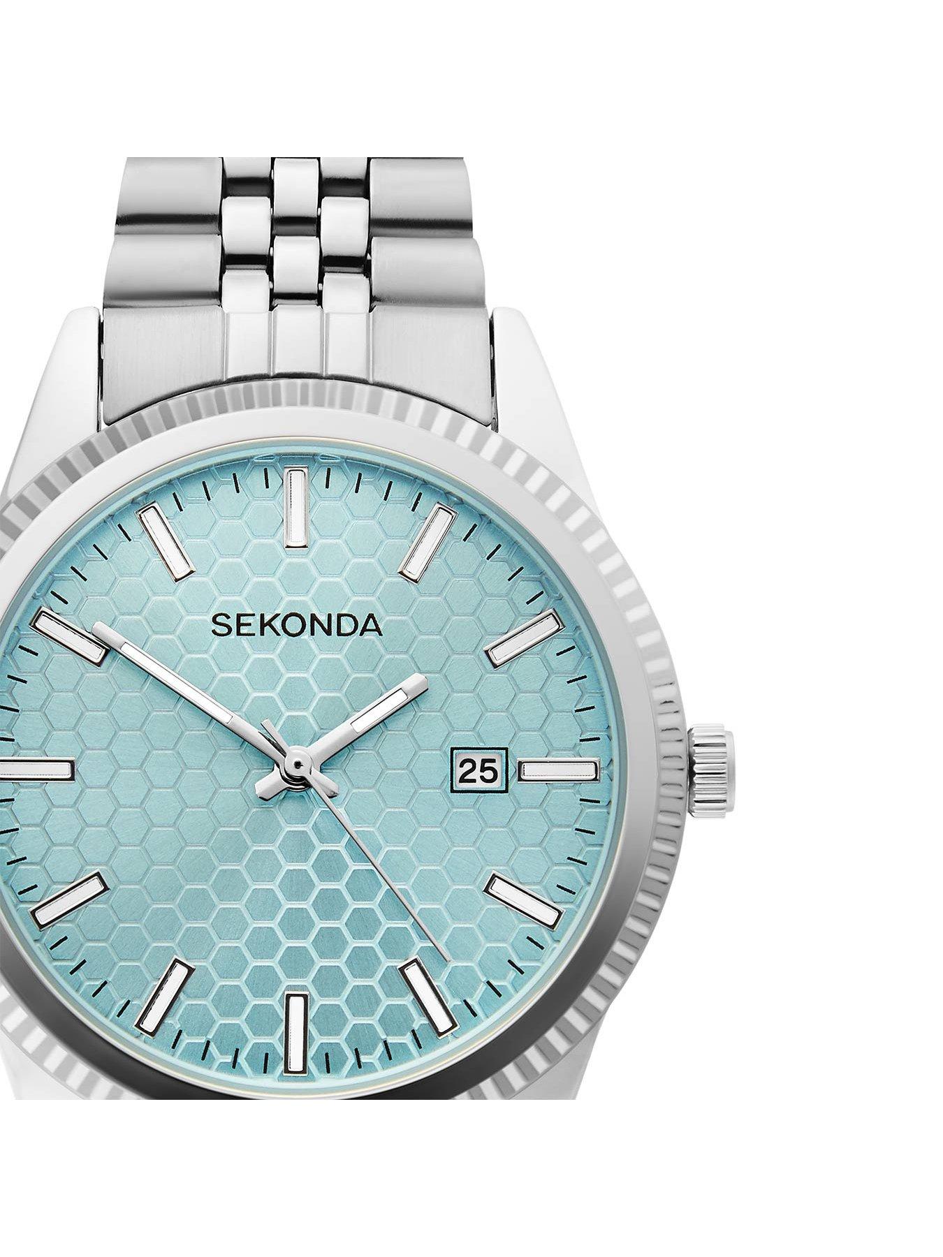 Image 3 of 5 of Sekonda Mens King Silver Stainless Steel Honeycomb Analogue Watch - &nbsp;Blue