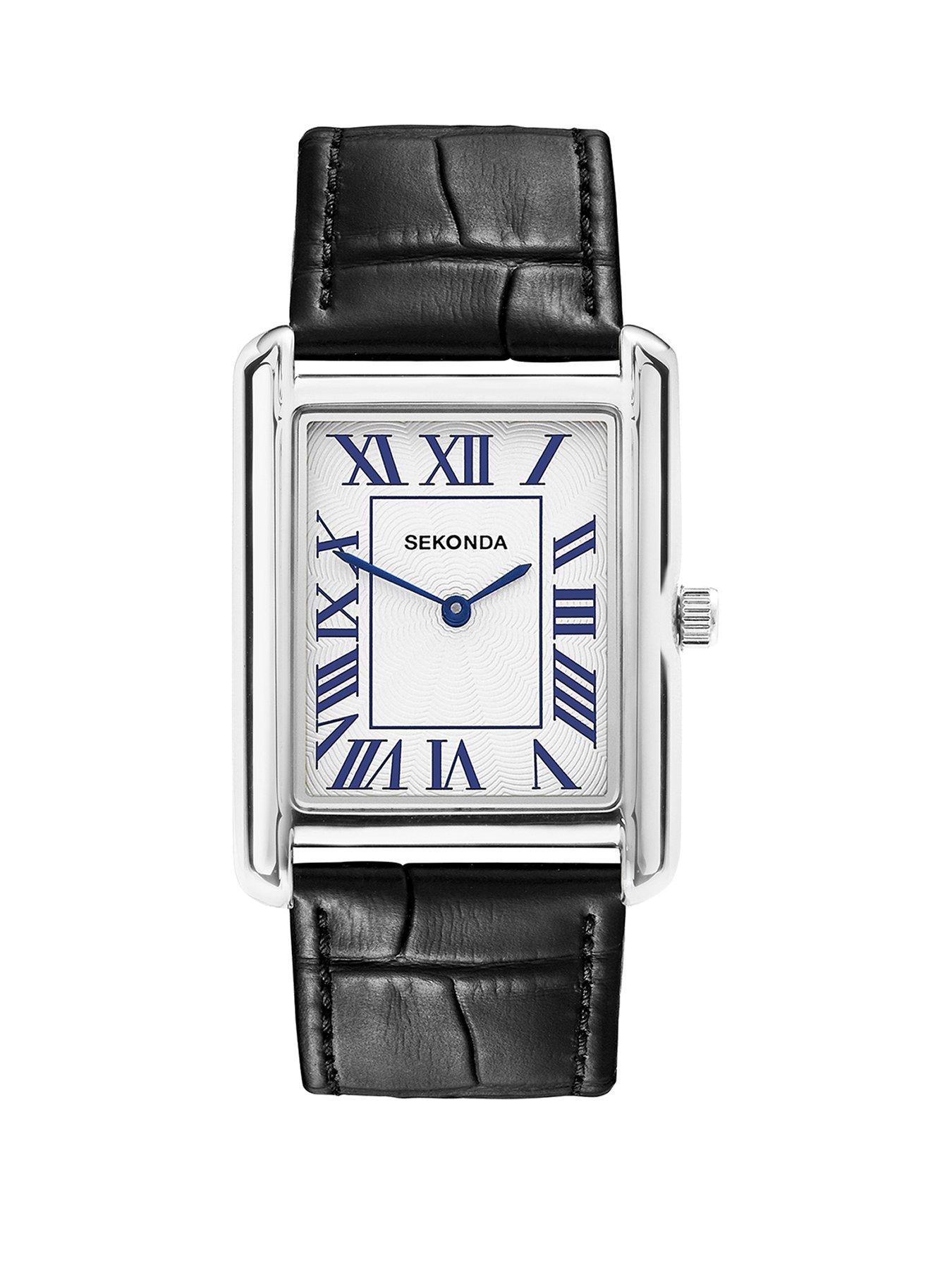 Sekonda Mens Clement Black Leather Analogue Watch - Multi