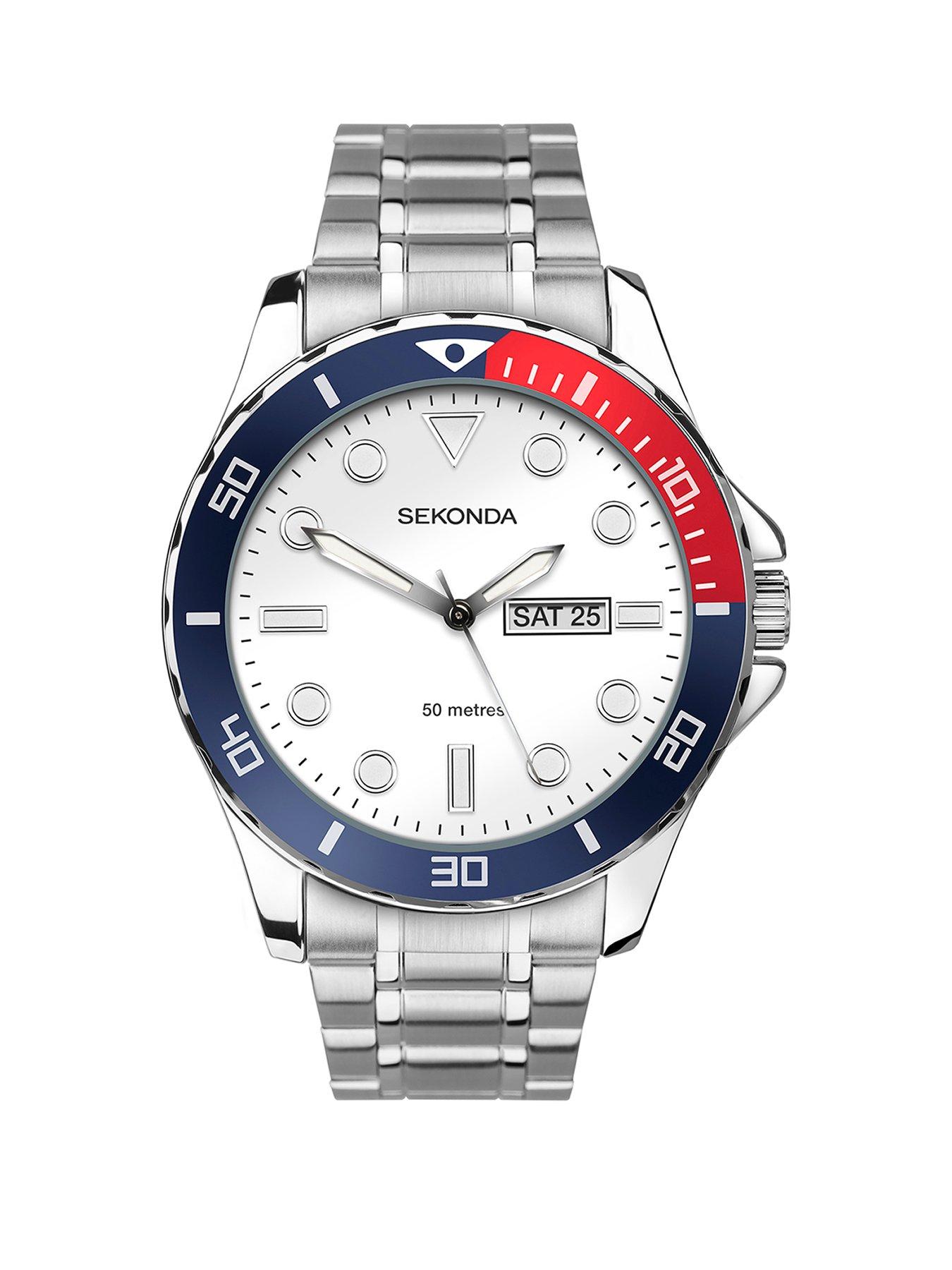 Sekonda Mens Balearic Stainless Steel Strap With White Dial Analogue Watch - Multi