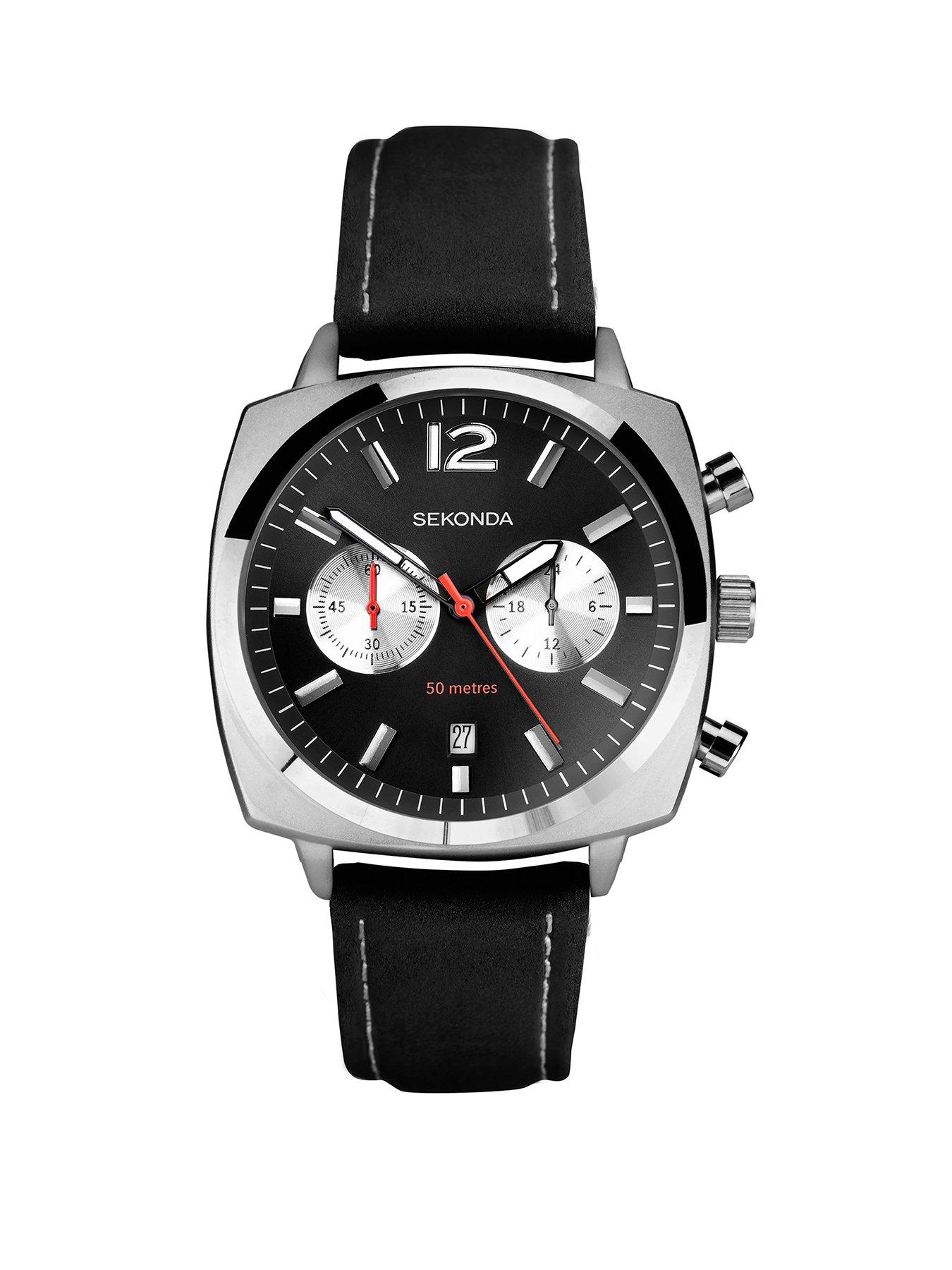 Image 1 of 5 of Sekonda Sekonda Men's Airborne Black Leather Strap Watch