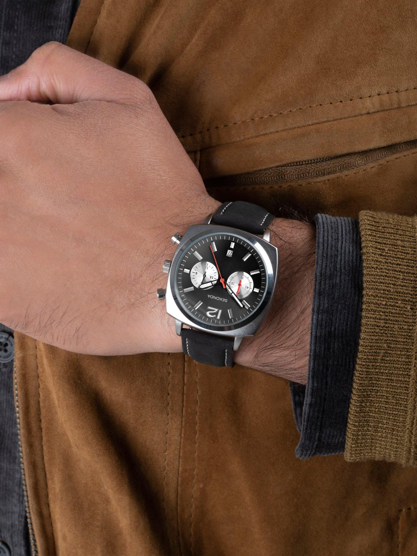 Image 2 of 5 of Sekonda Sekonda Men's Airborne Black Leather Strap Watch