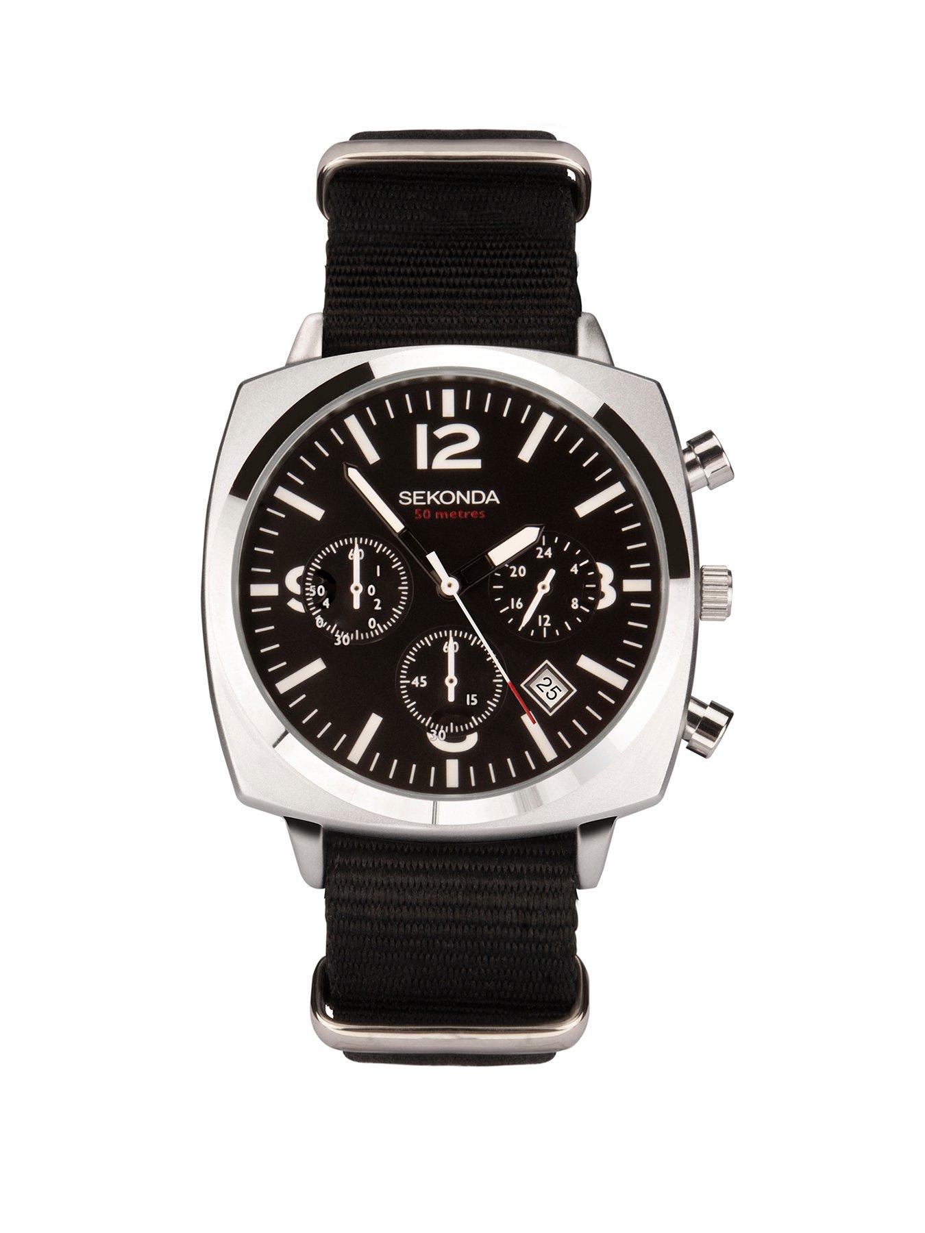 Sekonda Sekonda Men's Airborne Black Strap Chronograph Watch
