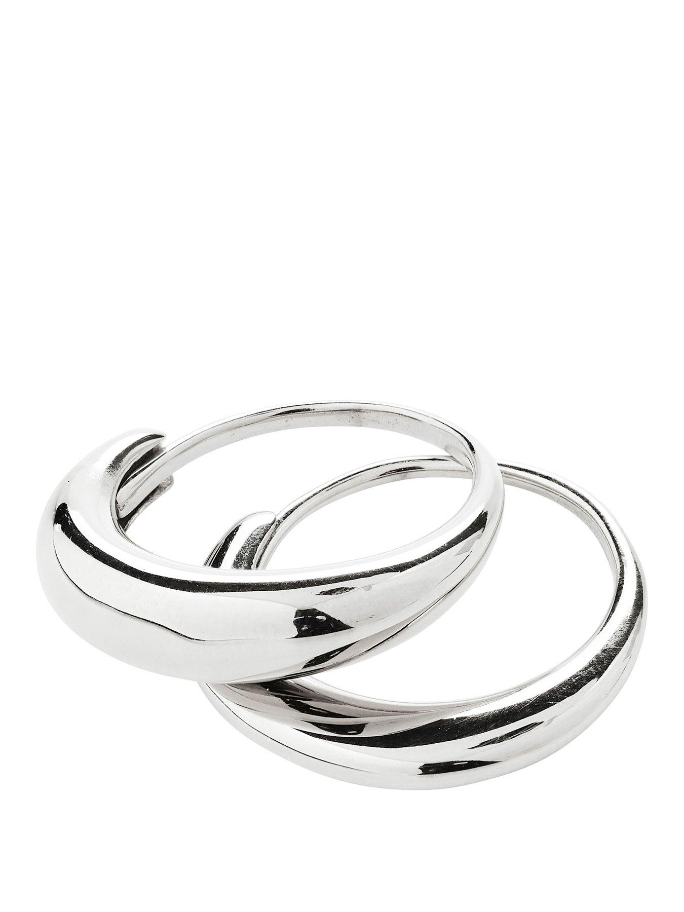 Pilgrim Kaisyn waterproof ring, 2-in-1 set, silver-plated