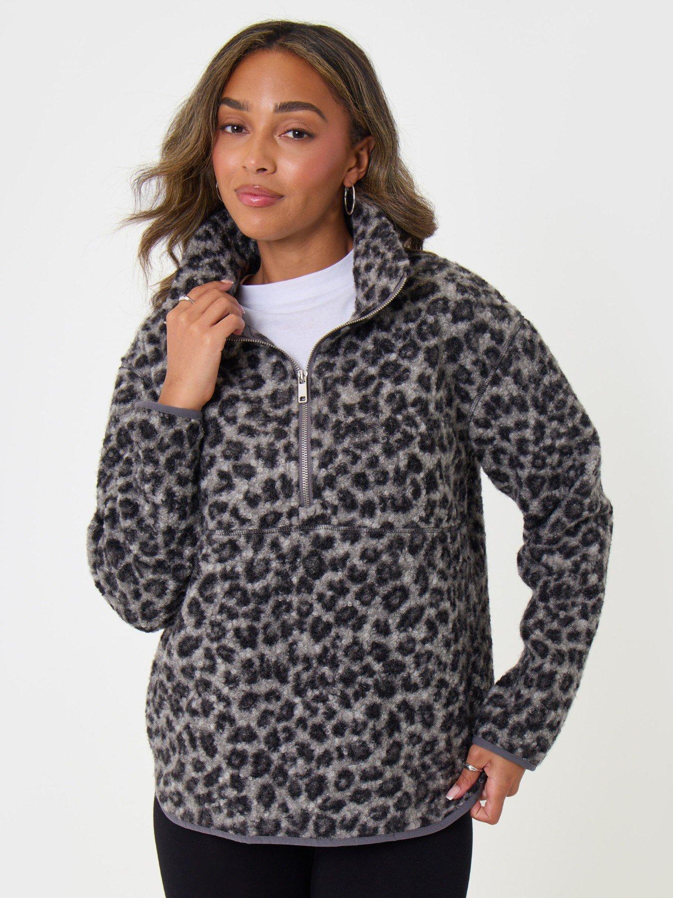Image 5 of 5 of Threadbare Womens Leopard Print Borg Fleece Pull Over - Brown