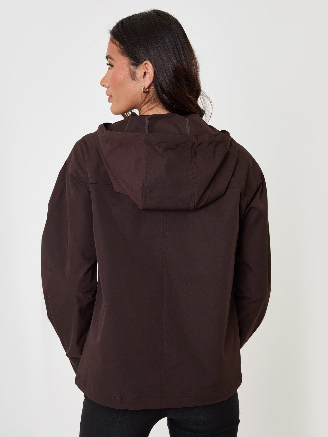 Image 2 of 5 of Threadbare Showerproof Hooded Mac In Chocolate Brown