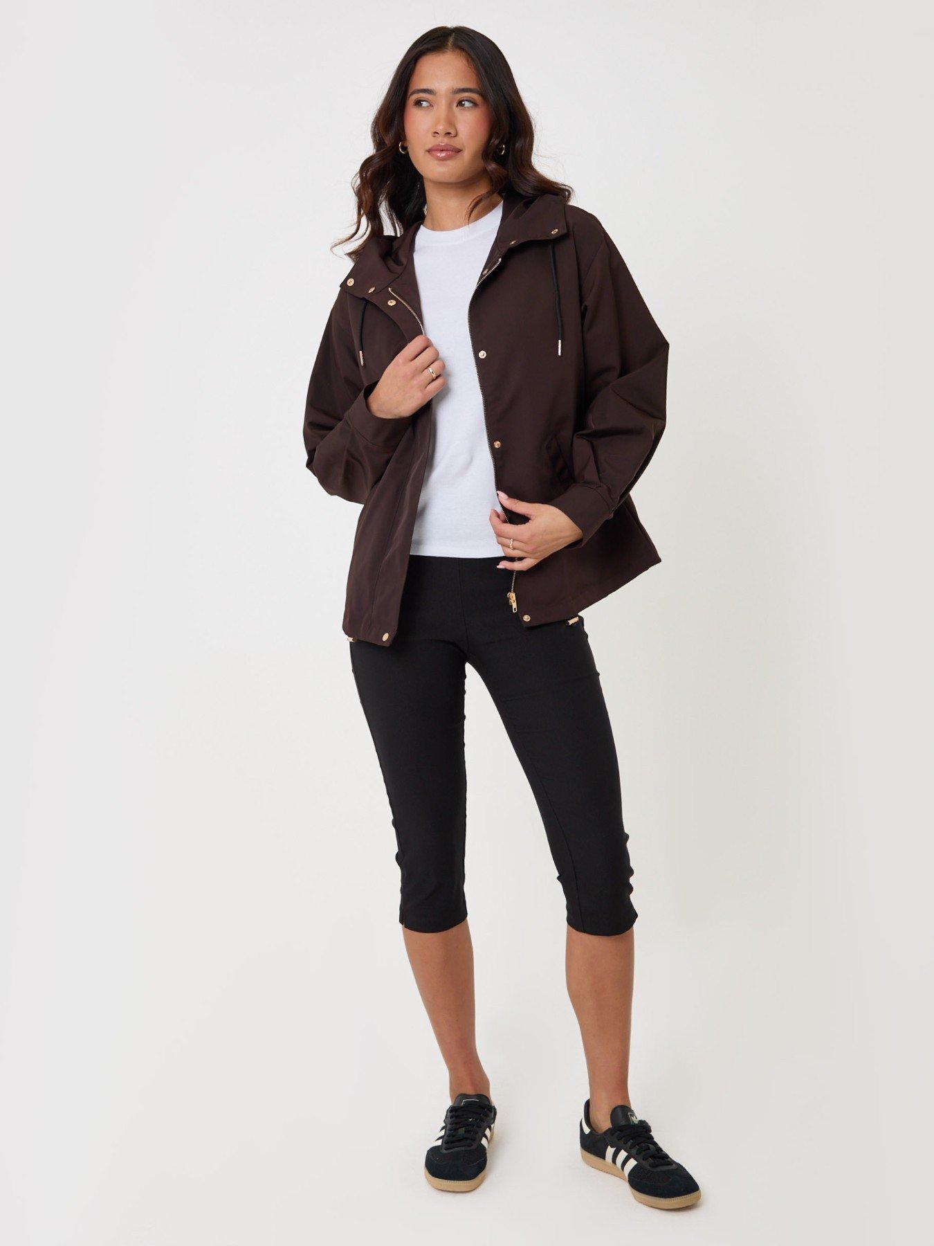 Image 3 of 5 of Threadbare Showerproof Hooded Mac In Chocolate Brown
