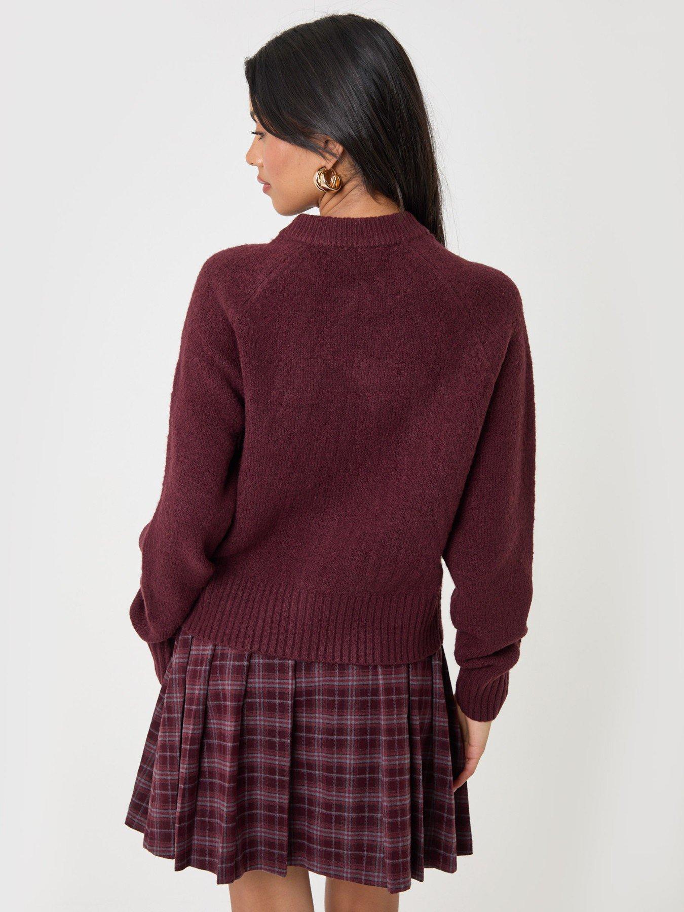 Image 2 of 6 of Threadbare Relaxed Fit Knitted Cardigan In Plum