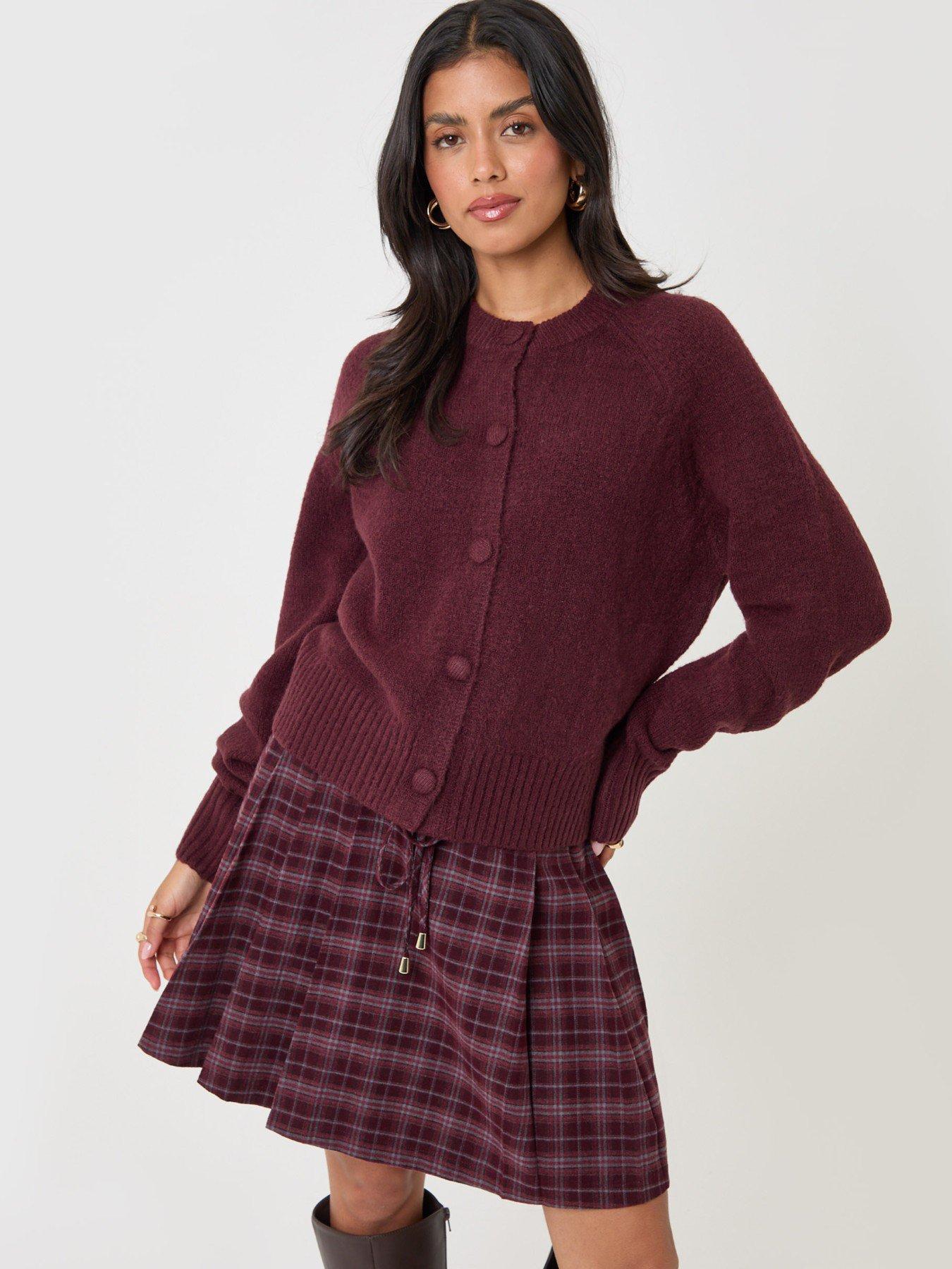 Image 6 of 6 of Threadbare Relaxed Fit Knitted Cardigan In Plum