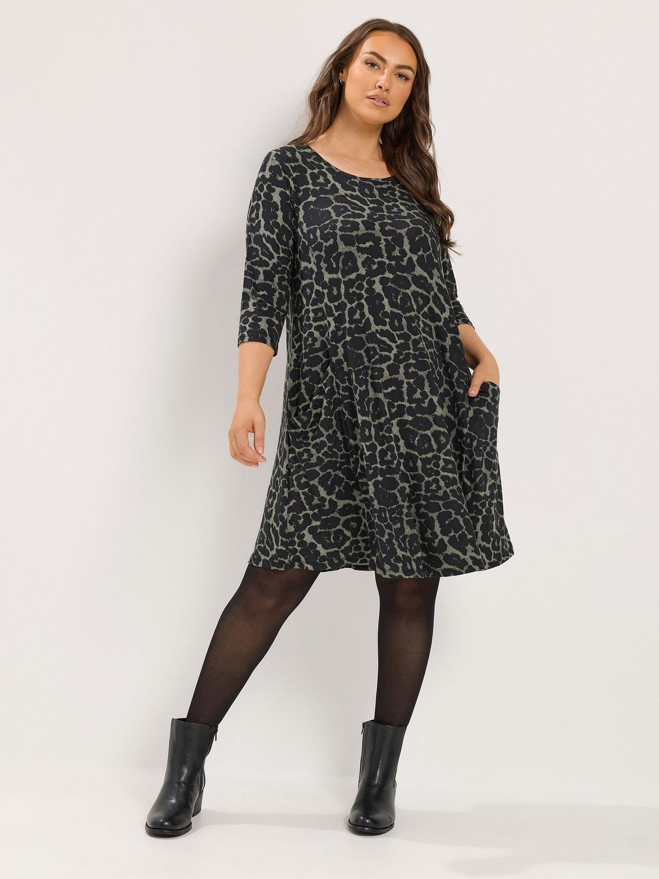 Yours Curve Drape Pocket Dress - Green