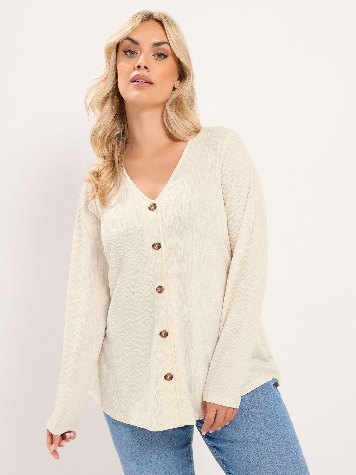 Yours Curve Button Front Top - Cream