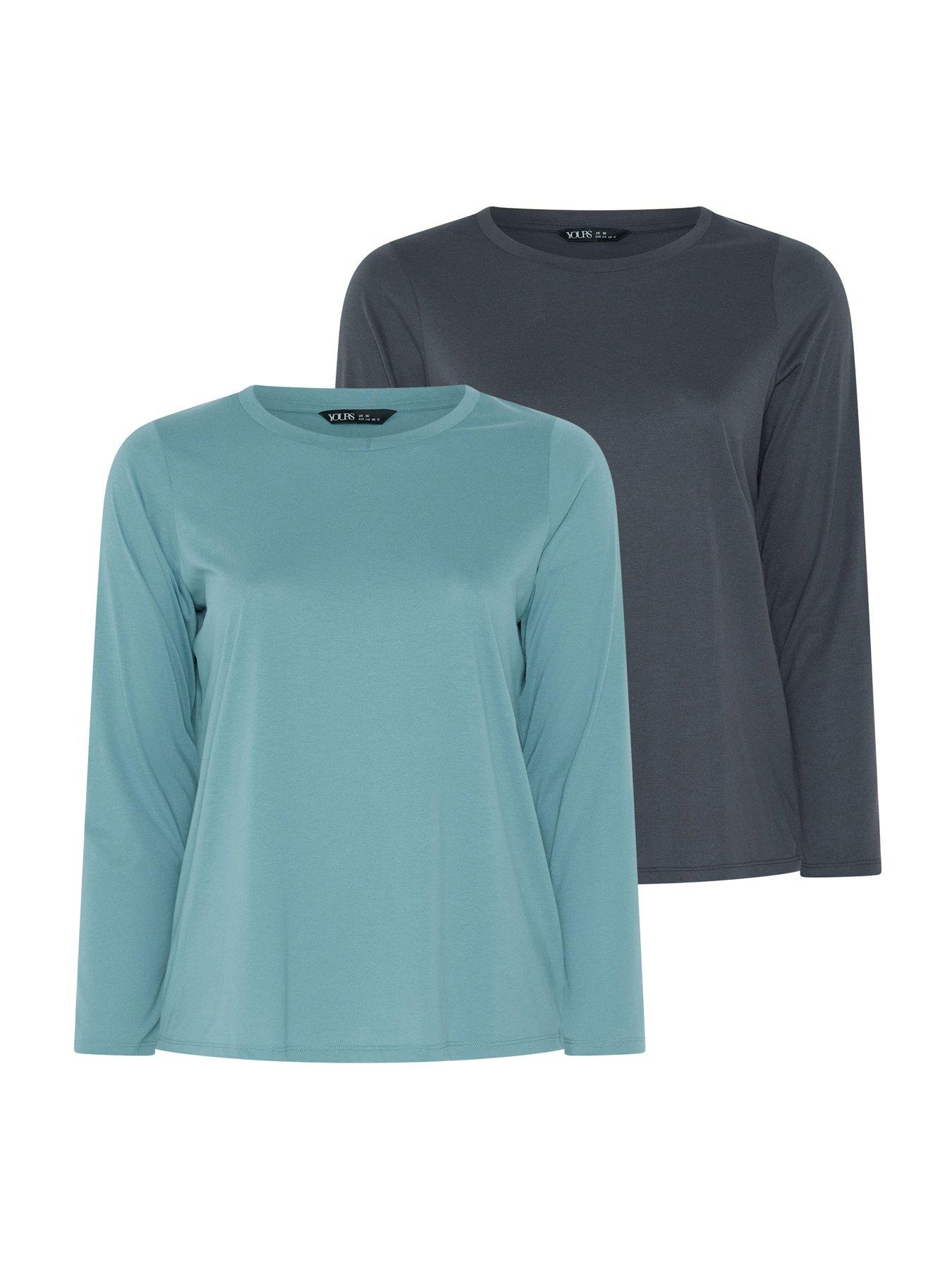 Image 1 of 4 of Yours Curve 2 Pack Long Sleeve T-Shirt - Multi