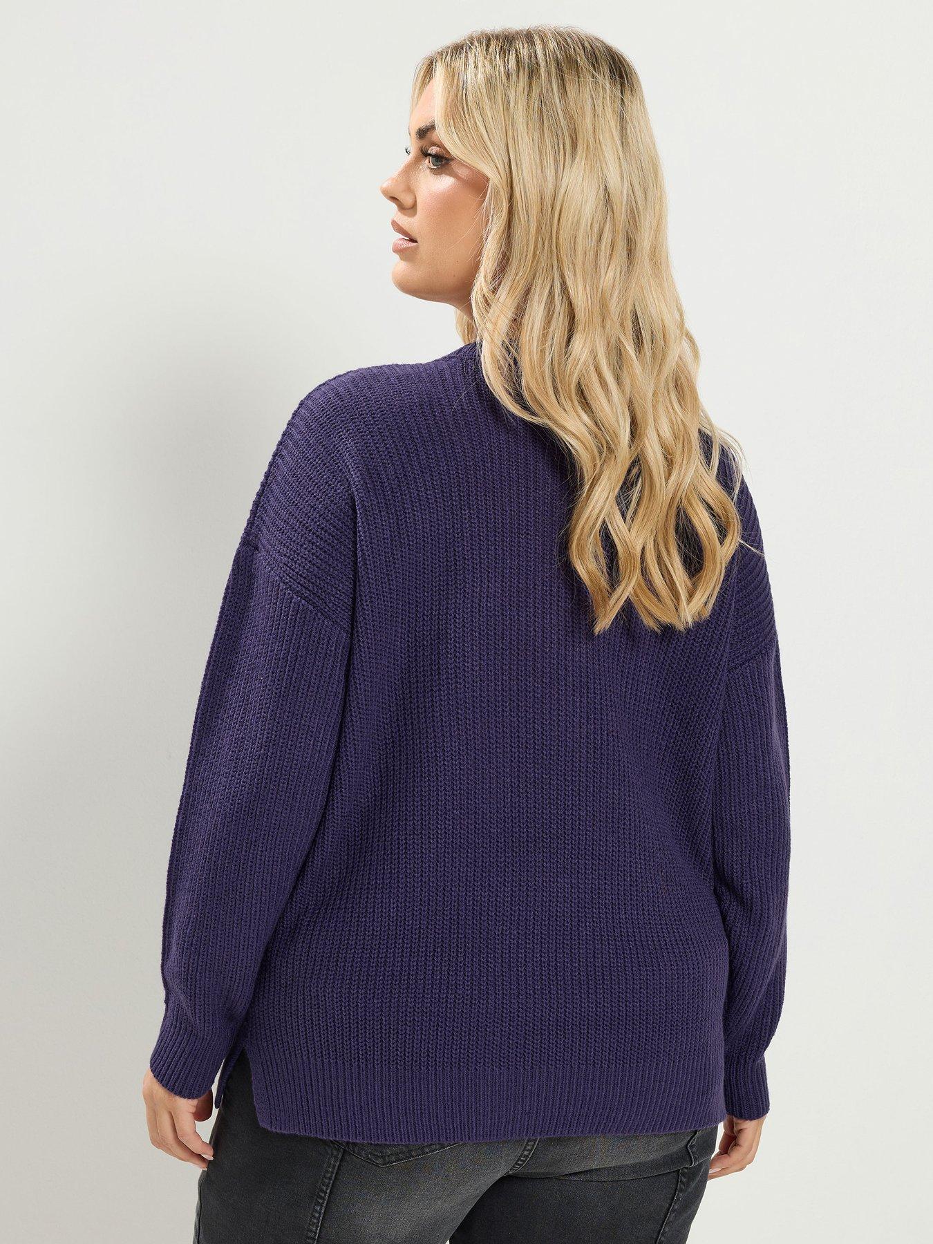Image 2 of 4 of Yours Curve Essential Crew Neck Jumper - Purple