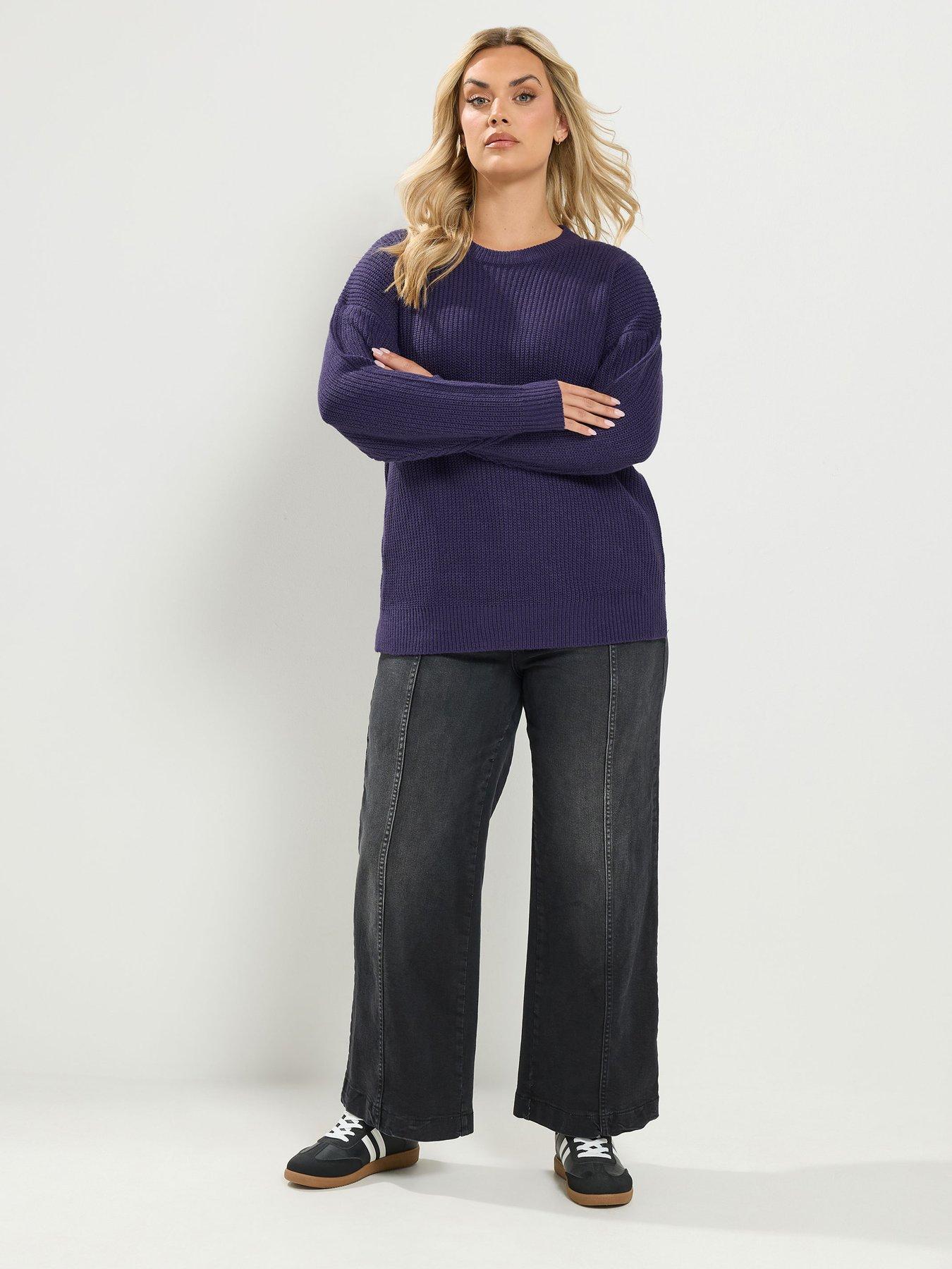 Image 3 of 4 of Yours Curve Essential Crew Neck Jumper - Purple