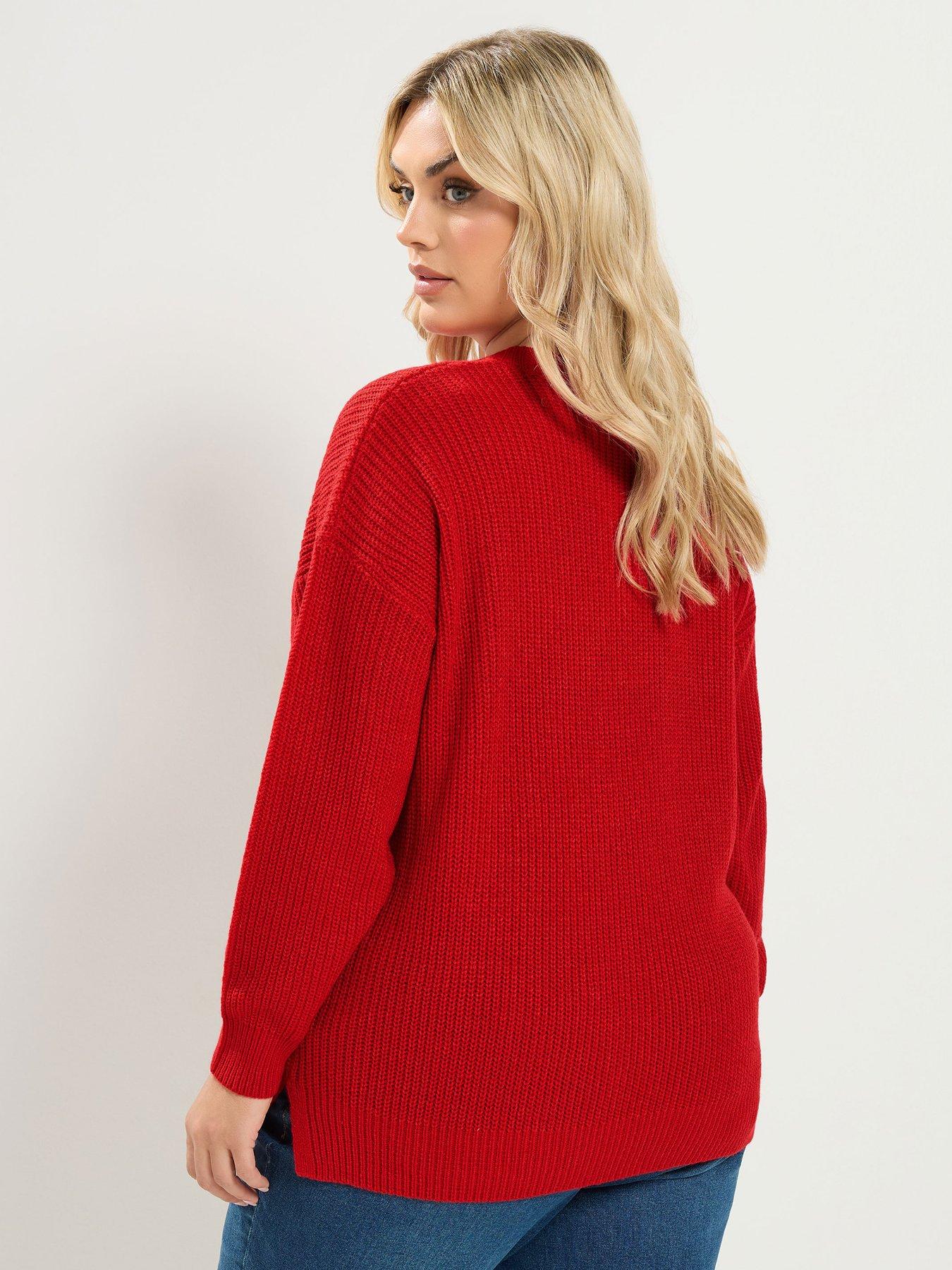 Image 2 of 4 of Yours Curve Essential Crew Neck Jumper - Red