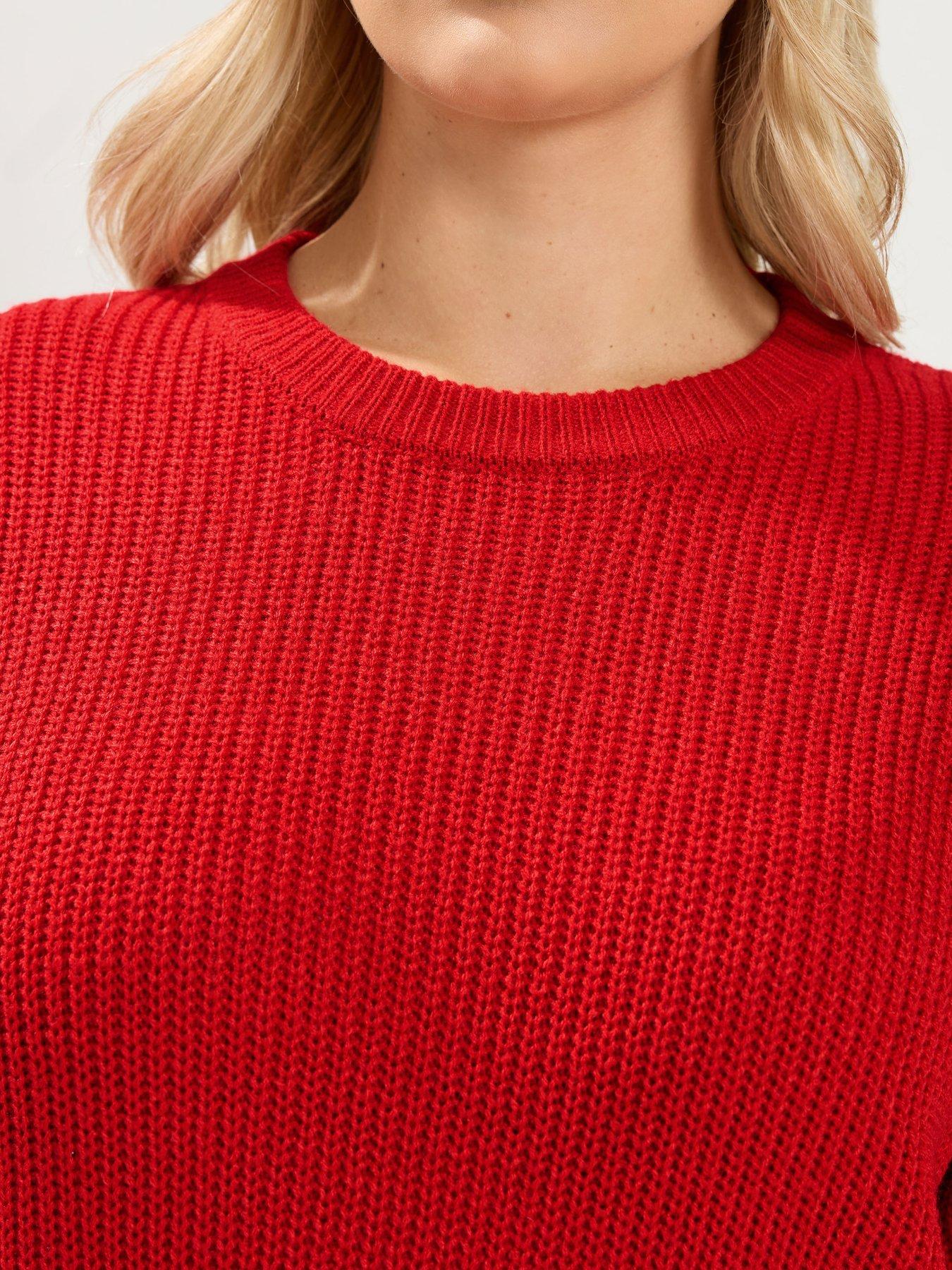Image 4 of 4 of Yours Curve Essential Crew Neck Jumper - Red