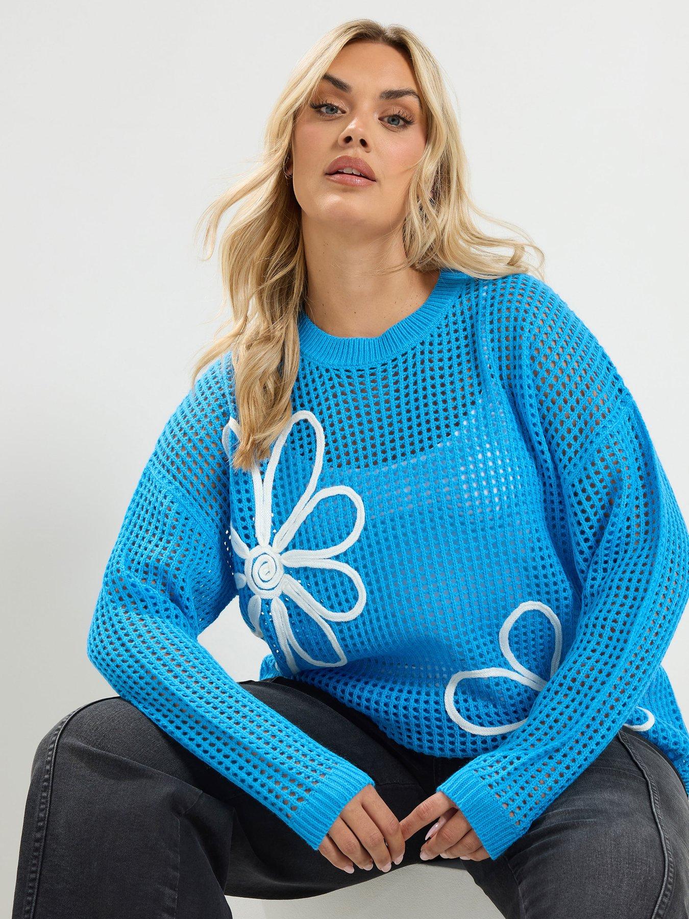 Yours Curve Cornelle Floral Jumper - Blue