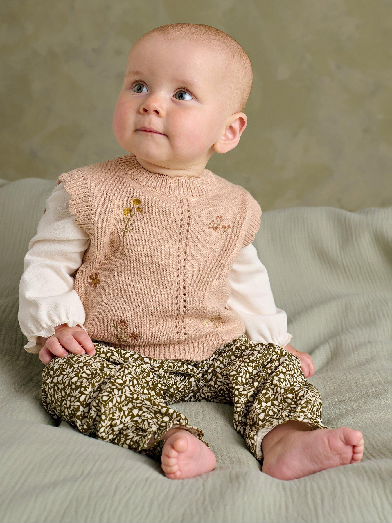Mamas & Papas Baby Girls 2 Piece Knitted Tank Top & Corduroy Trousers - Pink