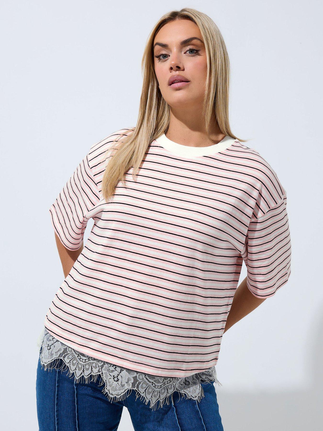 Yours Curve Lace Hem T-shirt