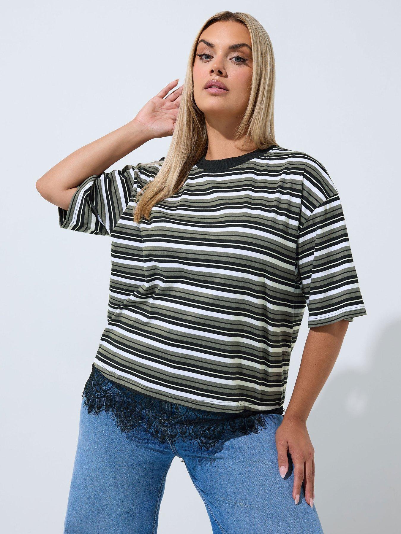Yours Curve Lace Hem T-shirt