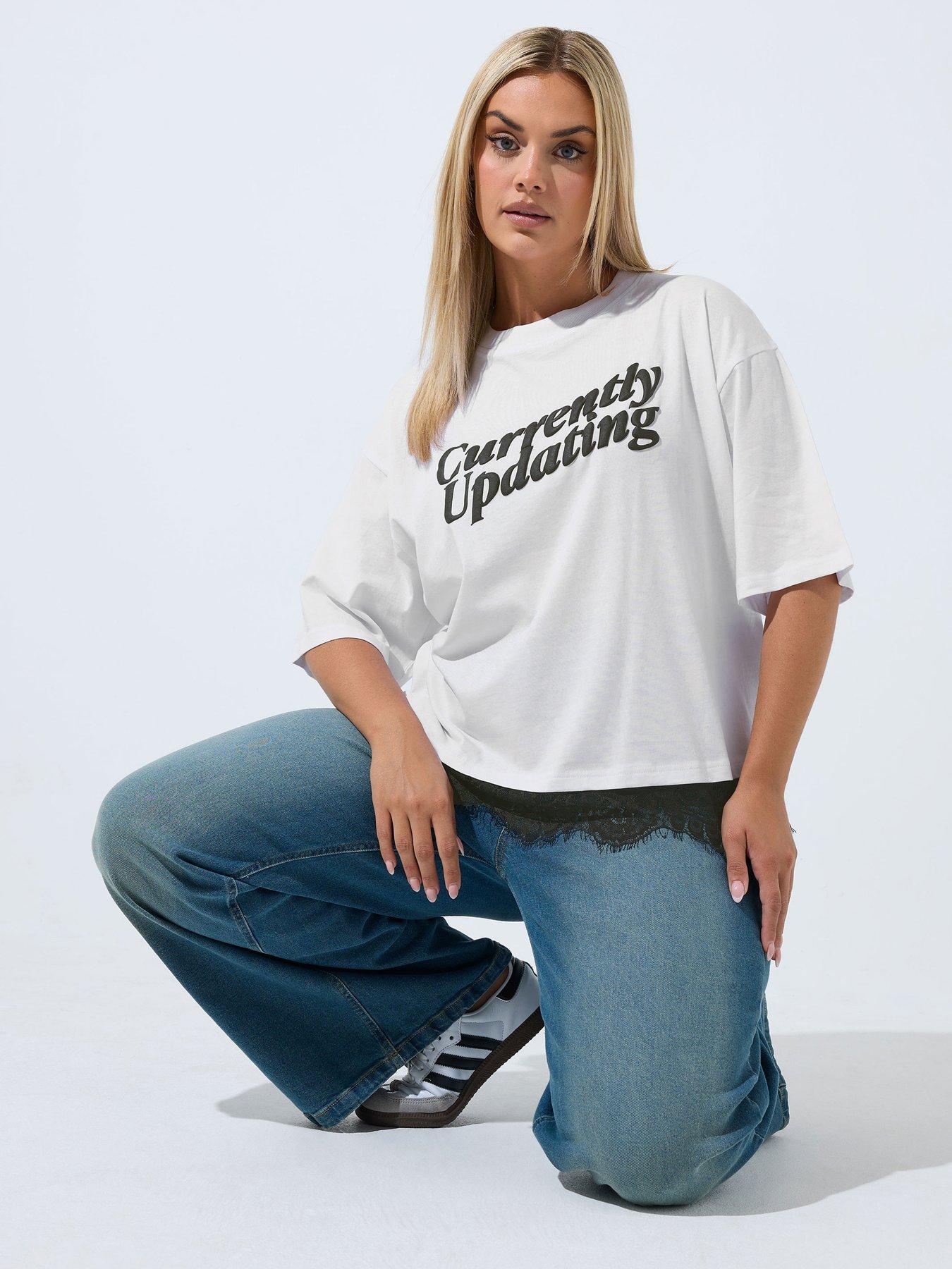 Yours Curve Lace Hem T-shirt