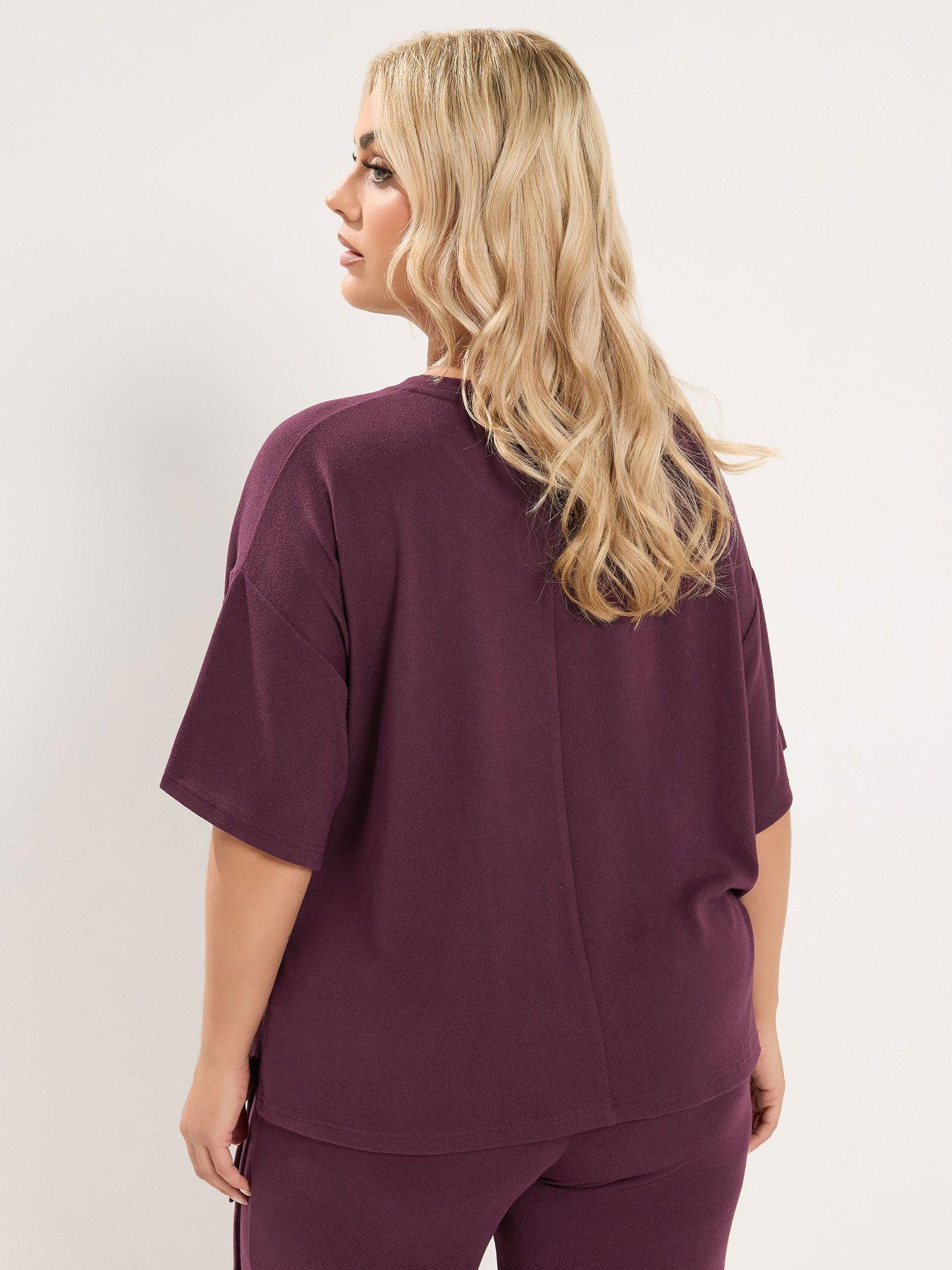Image 2 of 4 of Yours Curve Side Knot Soft Touch Top - Purple