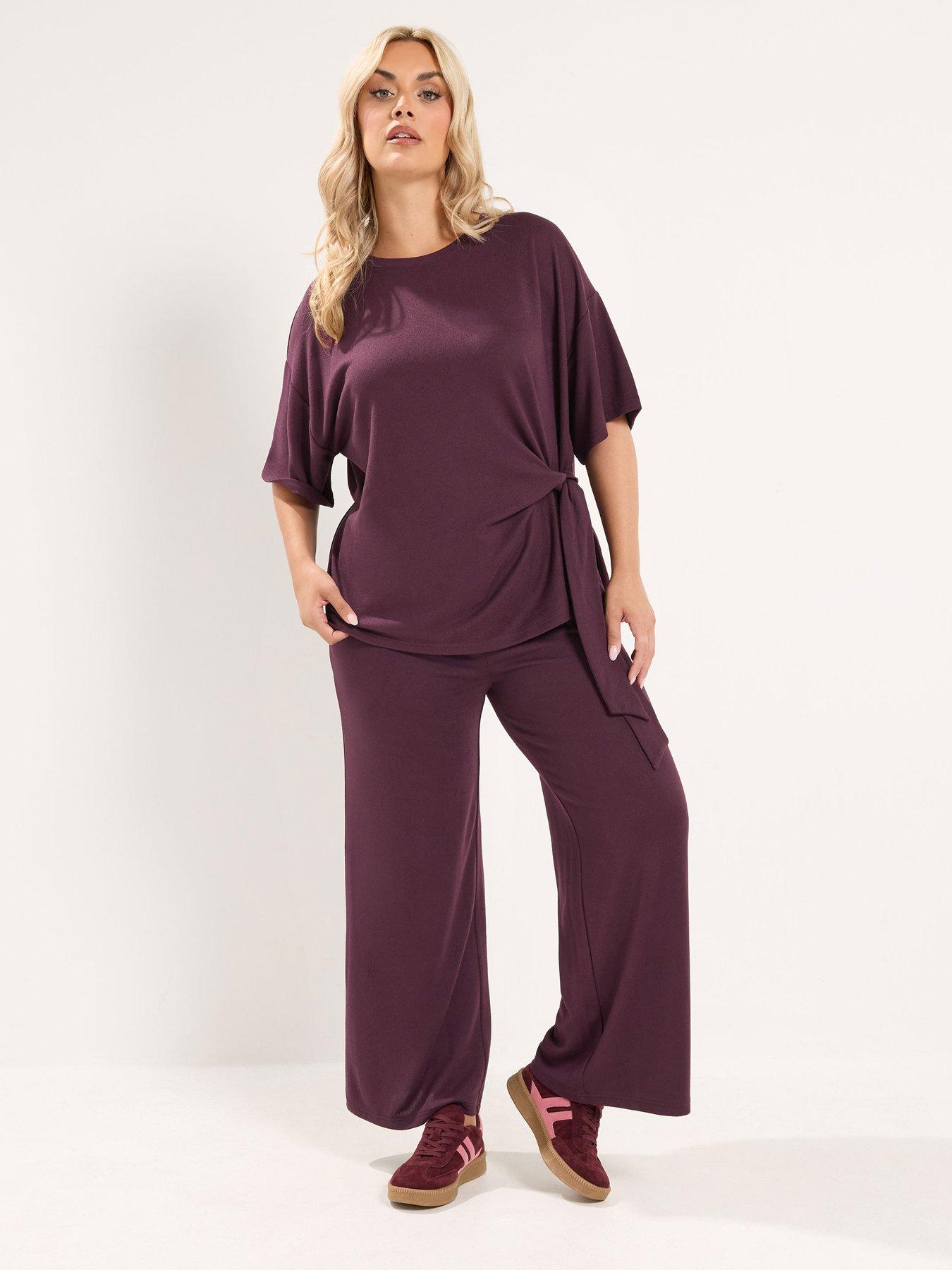 Image 3 of 4 of Yours Curve Side Knot Soft Touch Top - Purple