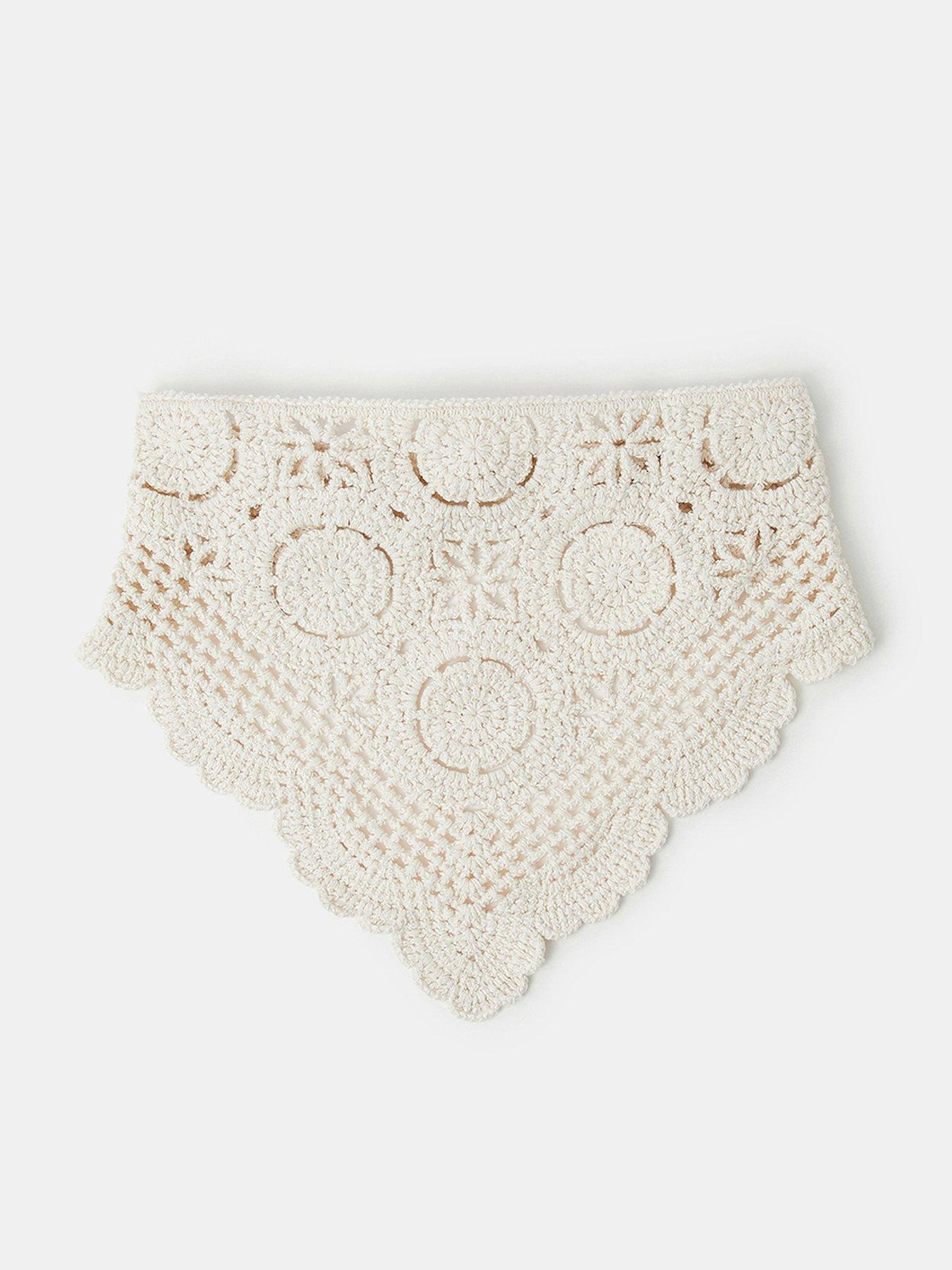 Image 1 of 2 of Accessorize Floral Crochet Bandana - Cream