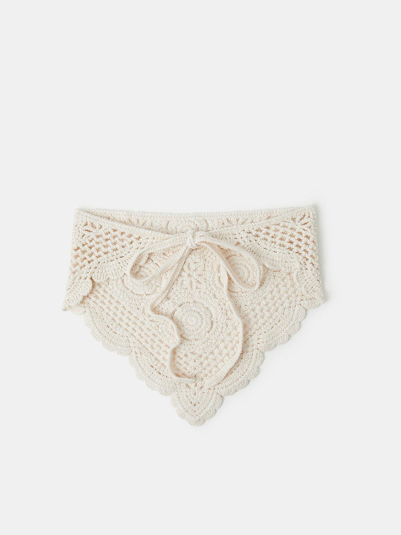 Image 2 of 2 of Accessorize Floral Crochet Bandana - Cream