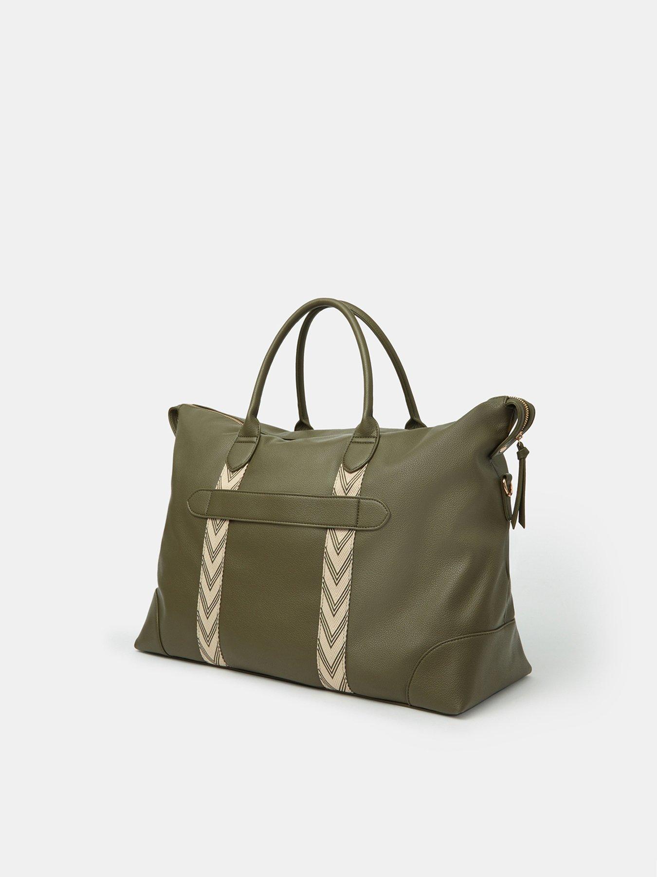 Image 3 of 5 of Accessorize Large Webbing Detail Weekender Bag - Green