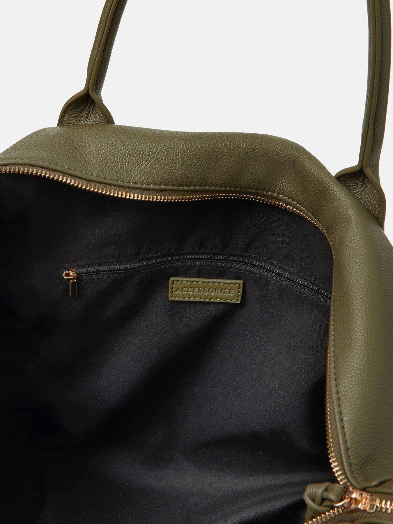 Image 5 of 5 of Accessorize Large Webbing Detail Weekender Bag - Green