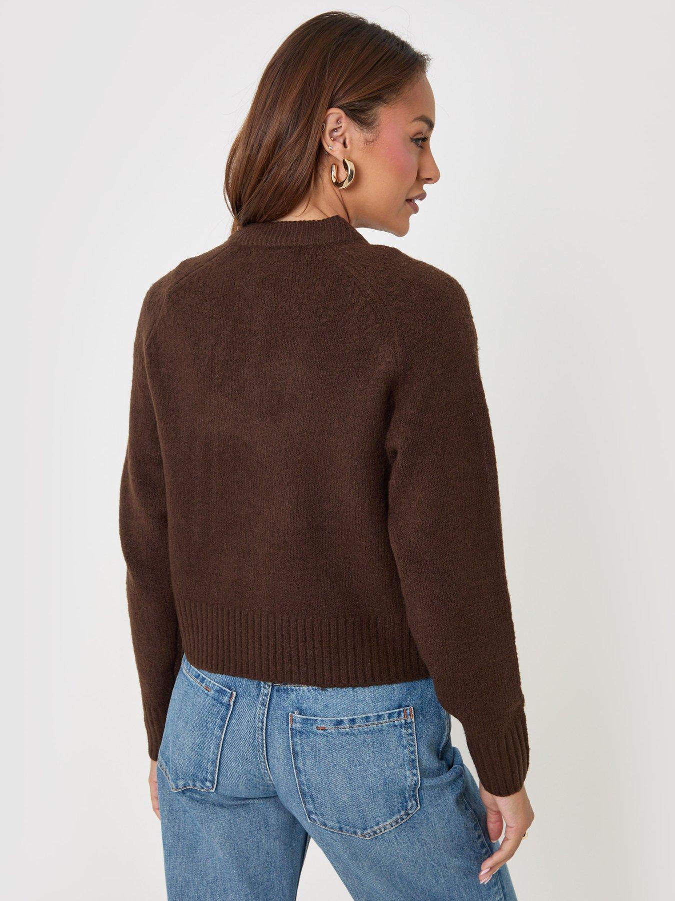Image 2 of 6 of Threadbare Relaxed Fit Knitted Cardigan In Brown