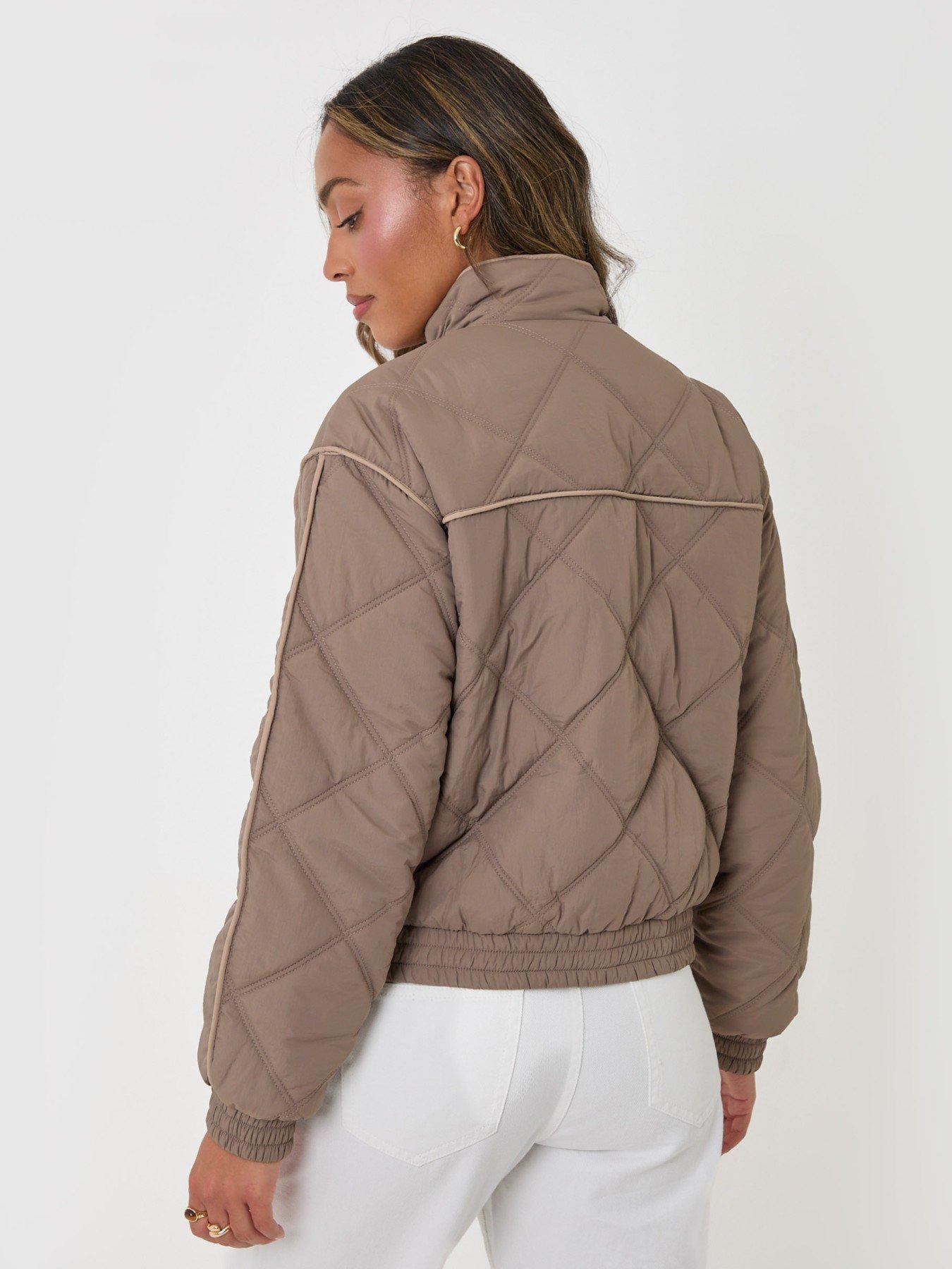 Image 2 of 4 of Threadbare Womens Quilted Funnel Neck Bomber Jacket - Grey