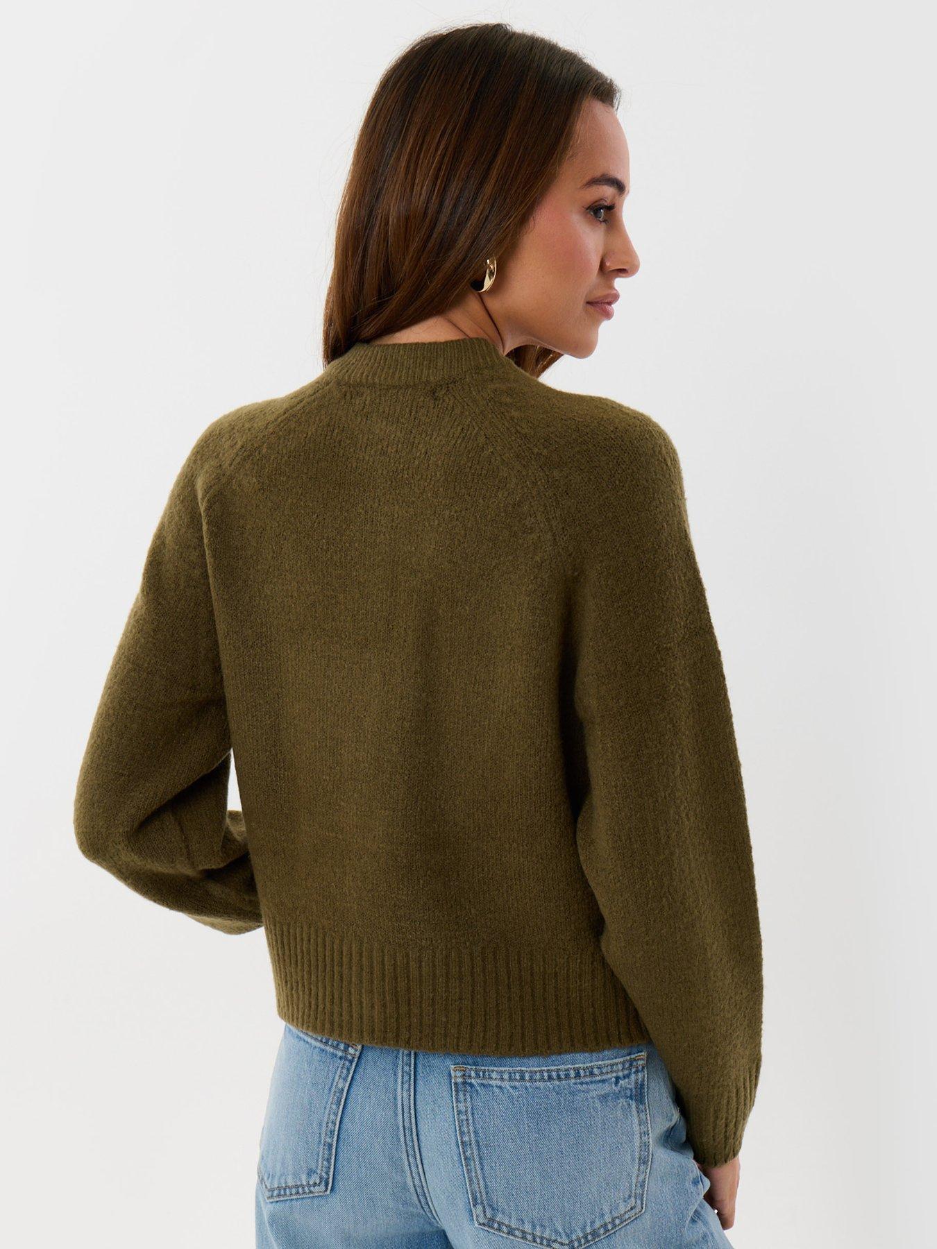 Image 2 of 4 of Threadbare Relaxed Fit Knitted Cardigan In Khaki
