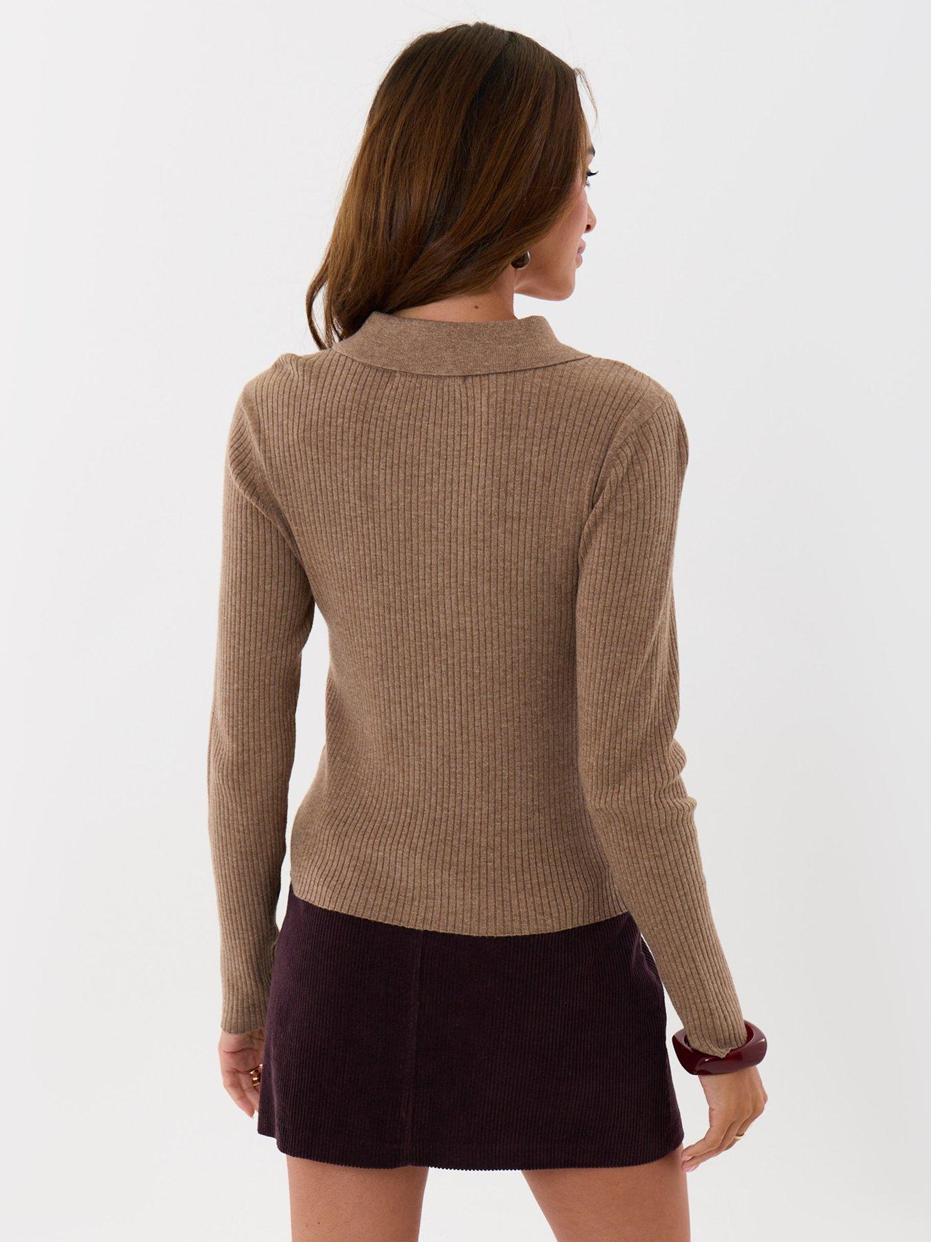 Image 2 of 4 of Threadbare Ribbed Polo Neck Jumper In Beige